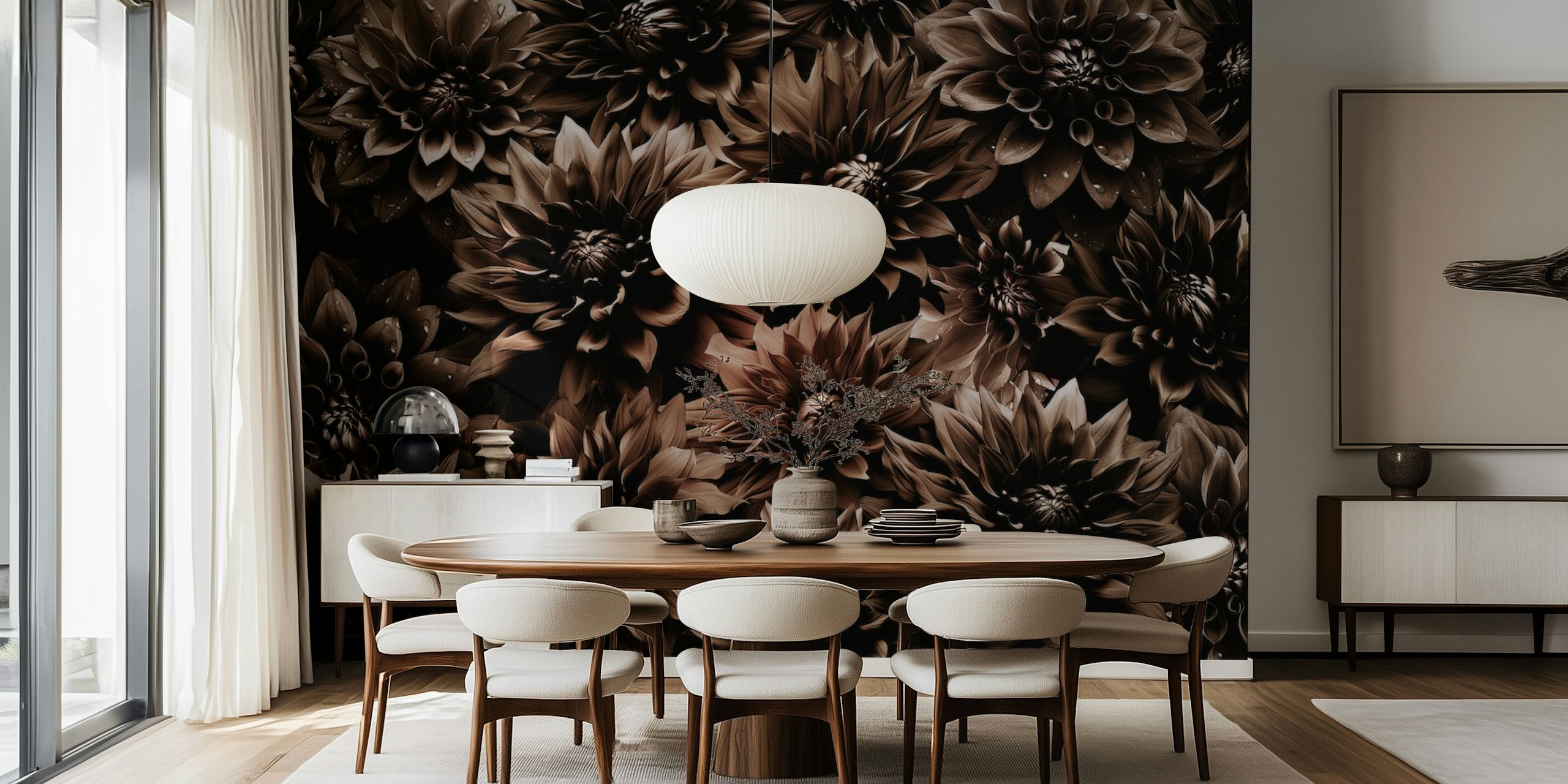 Brown Mystic Gothic Flower σχέδιο ταπετσαρίας