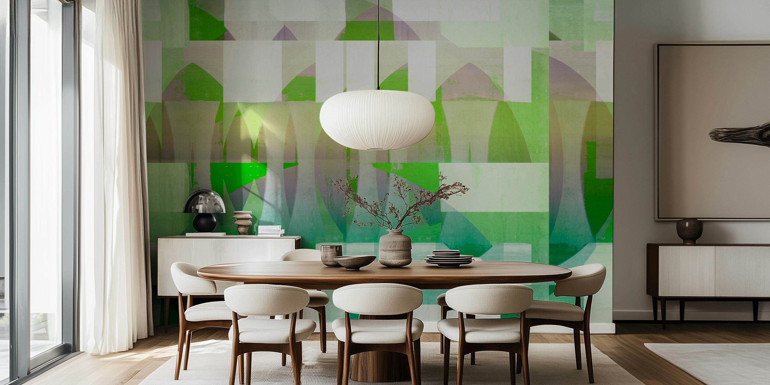 Papel pintado Bauhaus Geometry Mosaic en una habitación