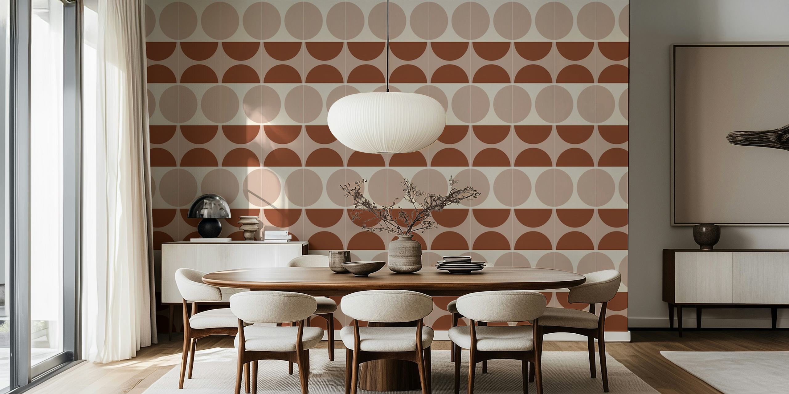 Cotto Tiles Cinnamon en Powder wallpaper in een kamer
