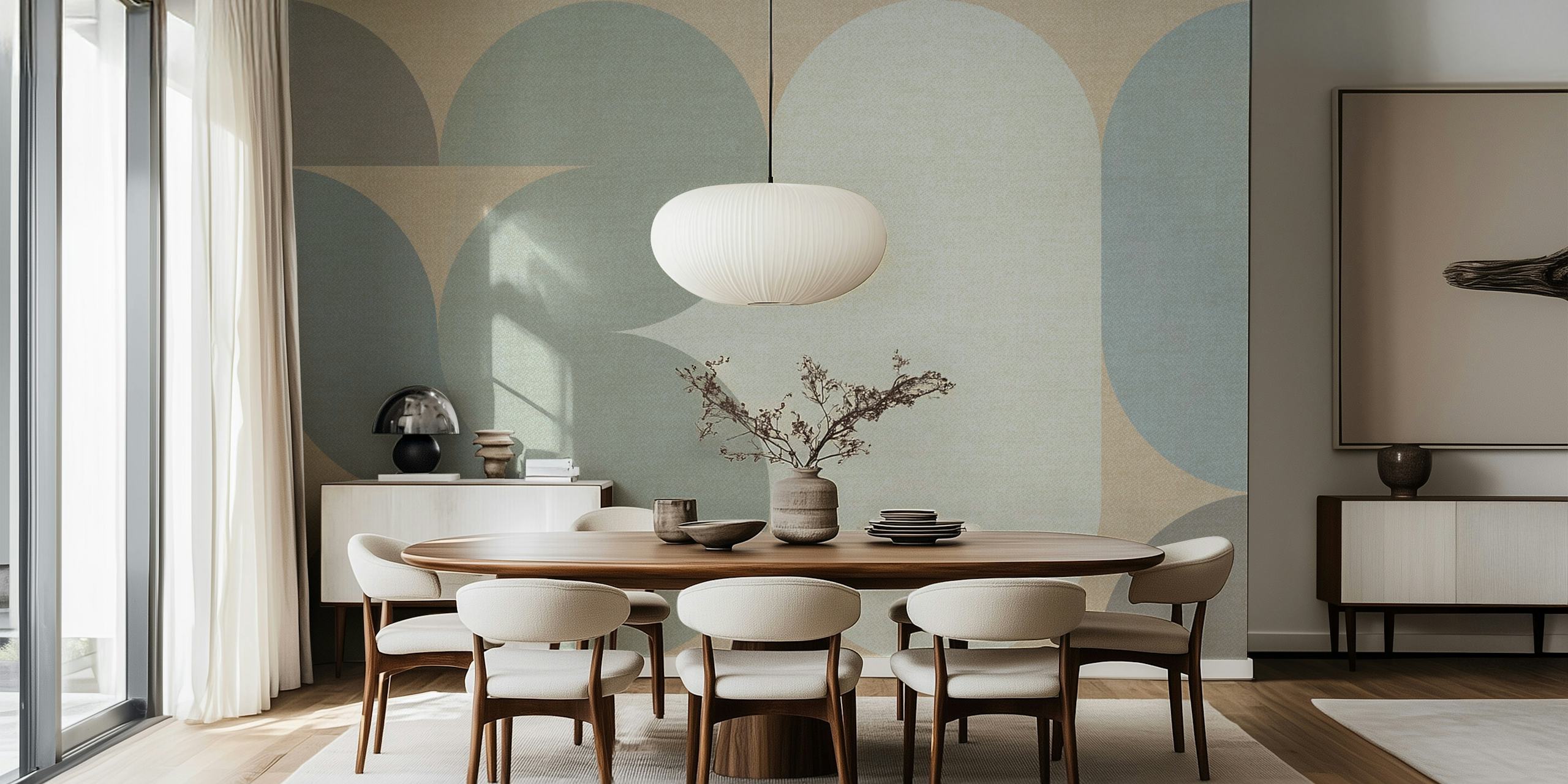 Pastel geometric shapes in soft tones on wallpaper