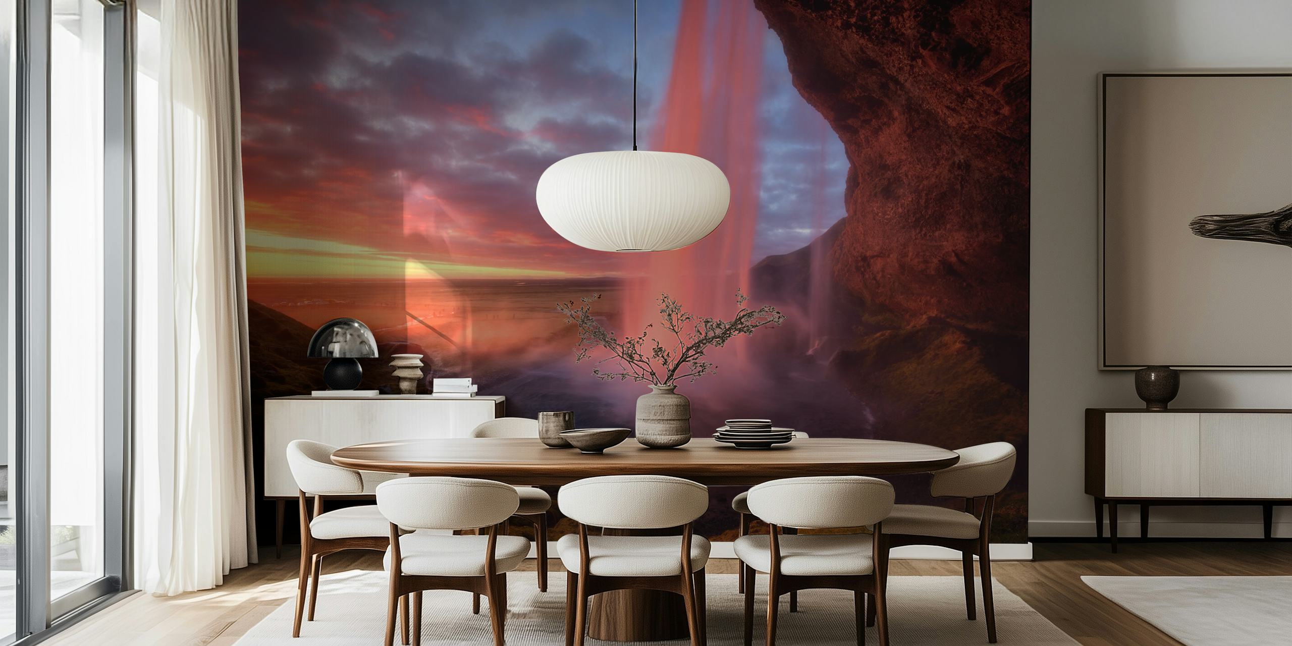 Une fresque murale en cascade aux couleurs du coucher du soleil, nommée « The Burning Falls »