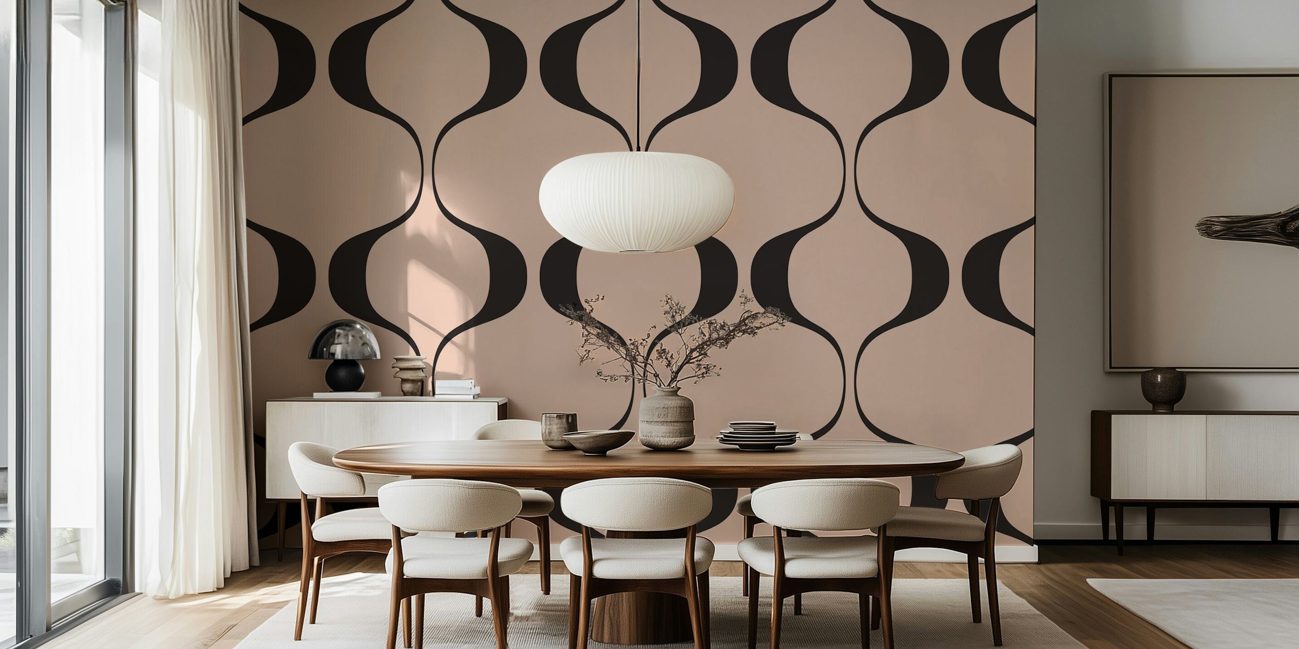 Muted Retro Abstract Geo Wave wallpaper design