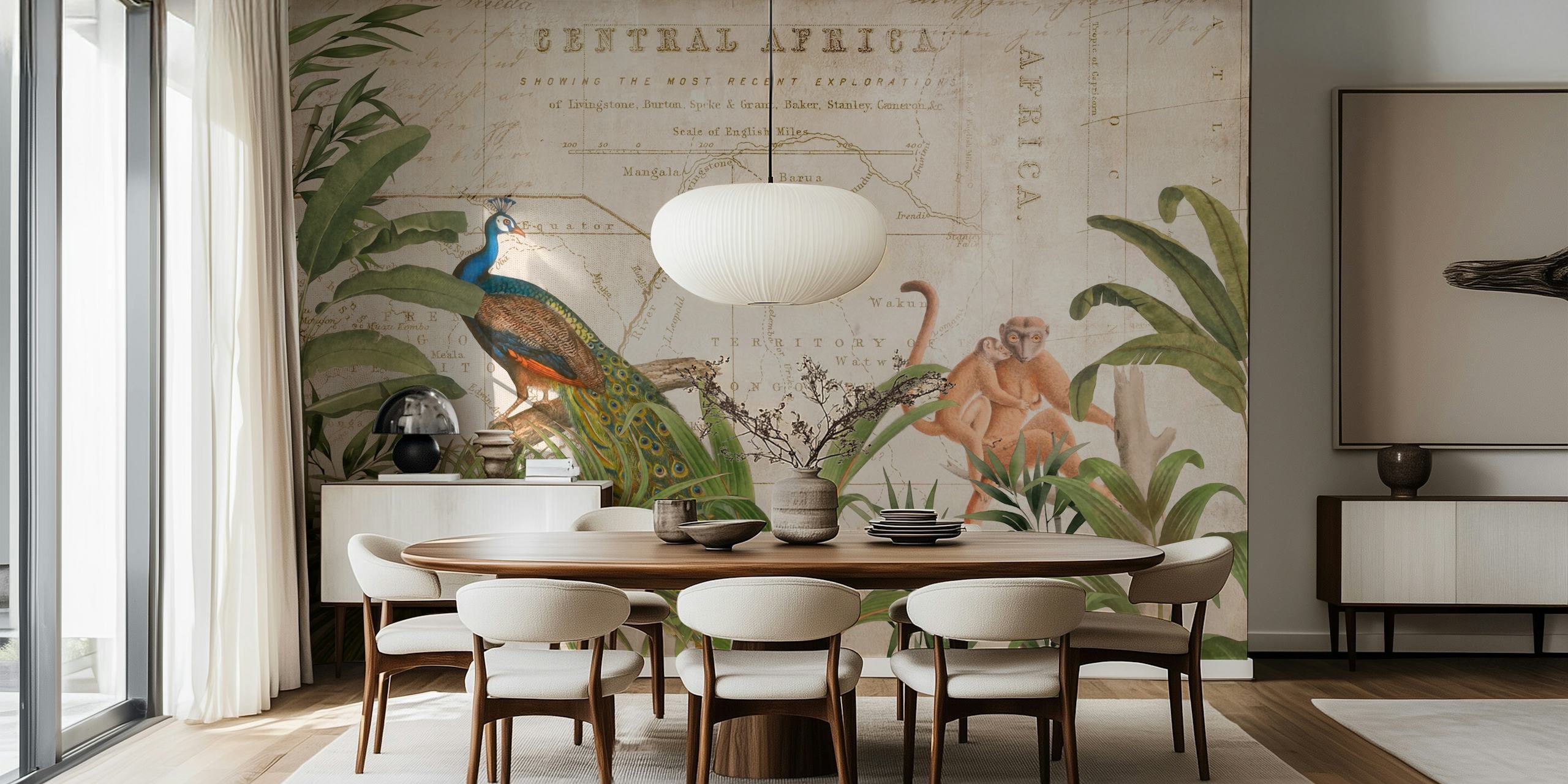 Africa Vintage Wildlife wallpaper in a room