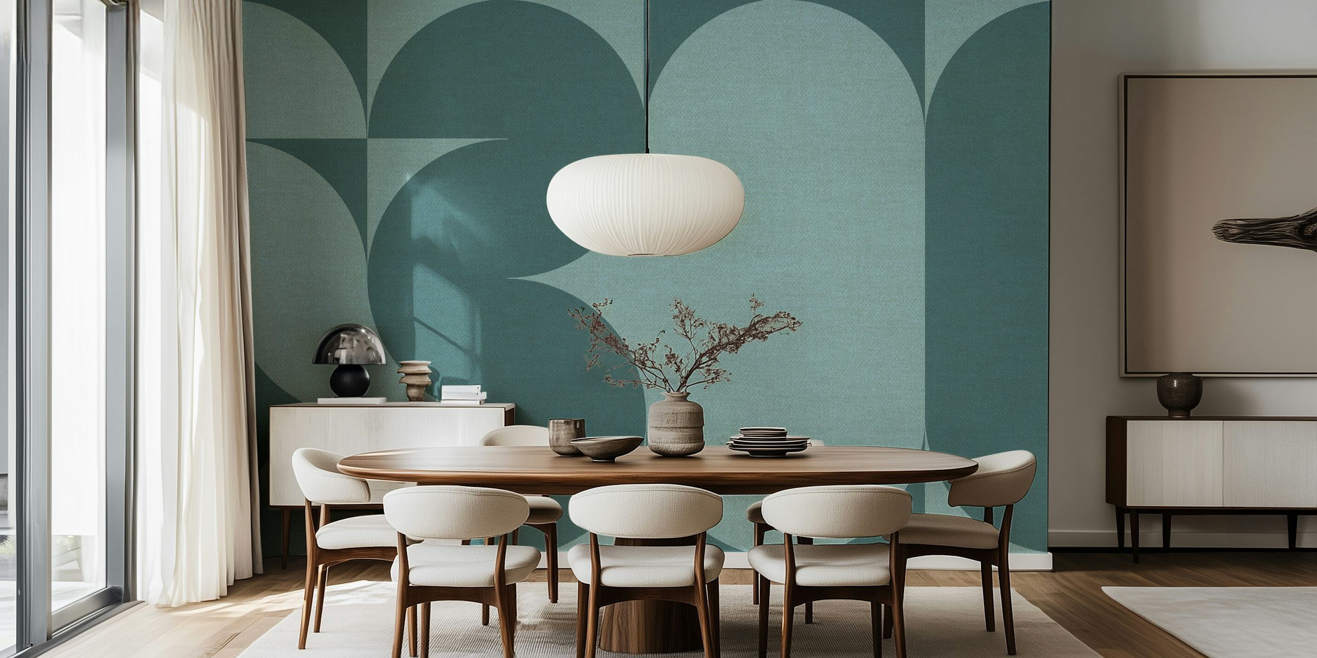 Vintage Linen Collage wallpaper in a room