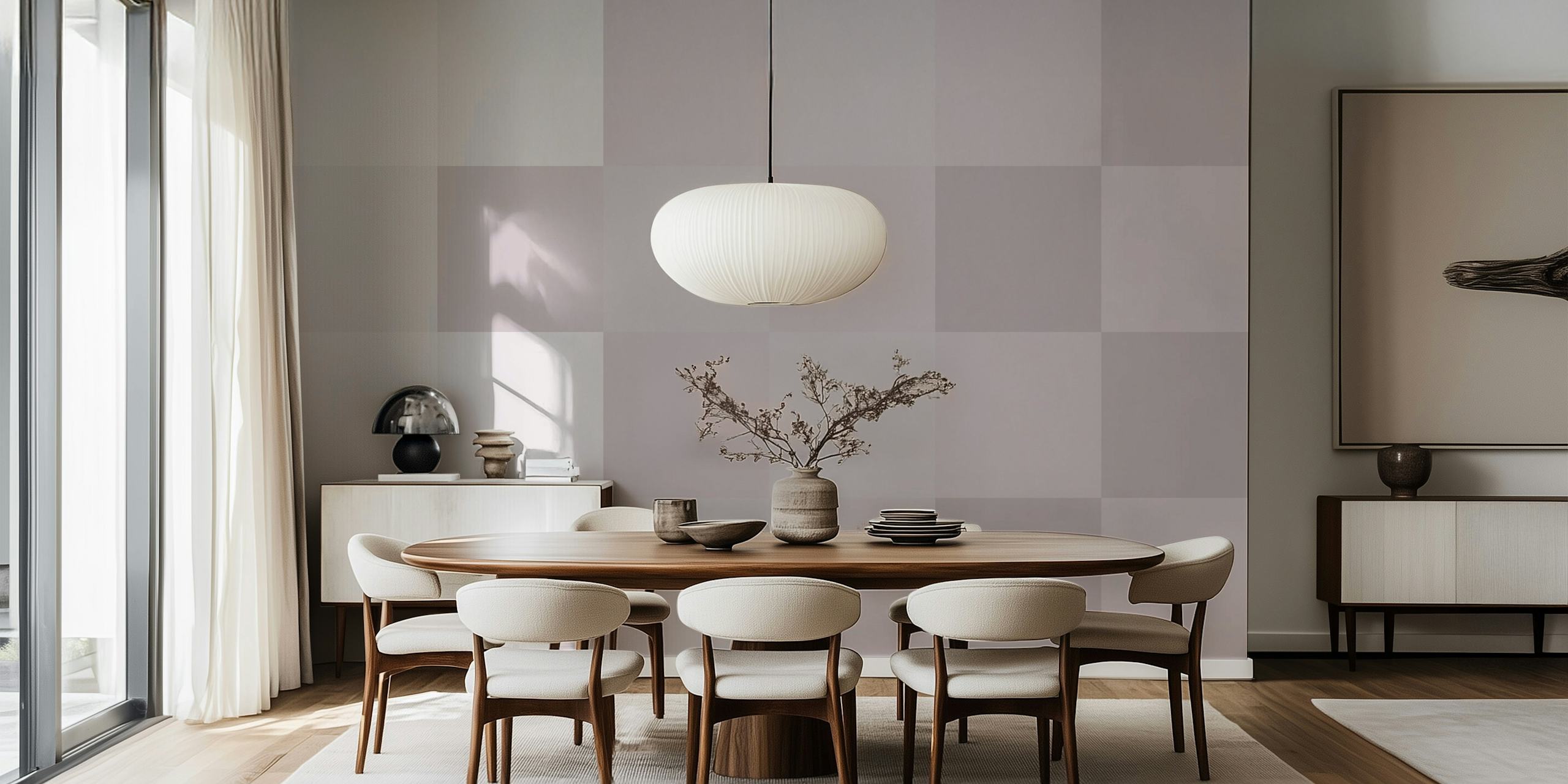Checkerboard Muted Tapete in einem Raum
