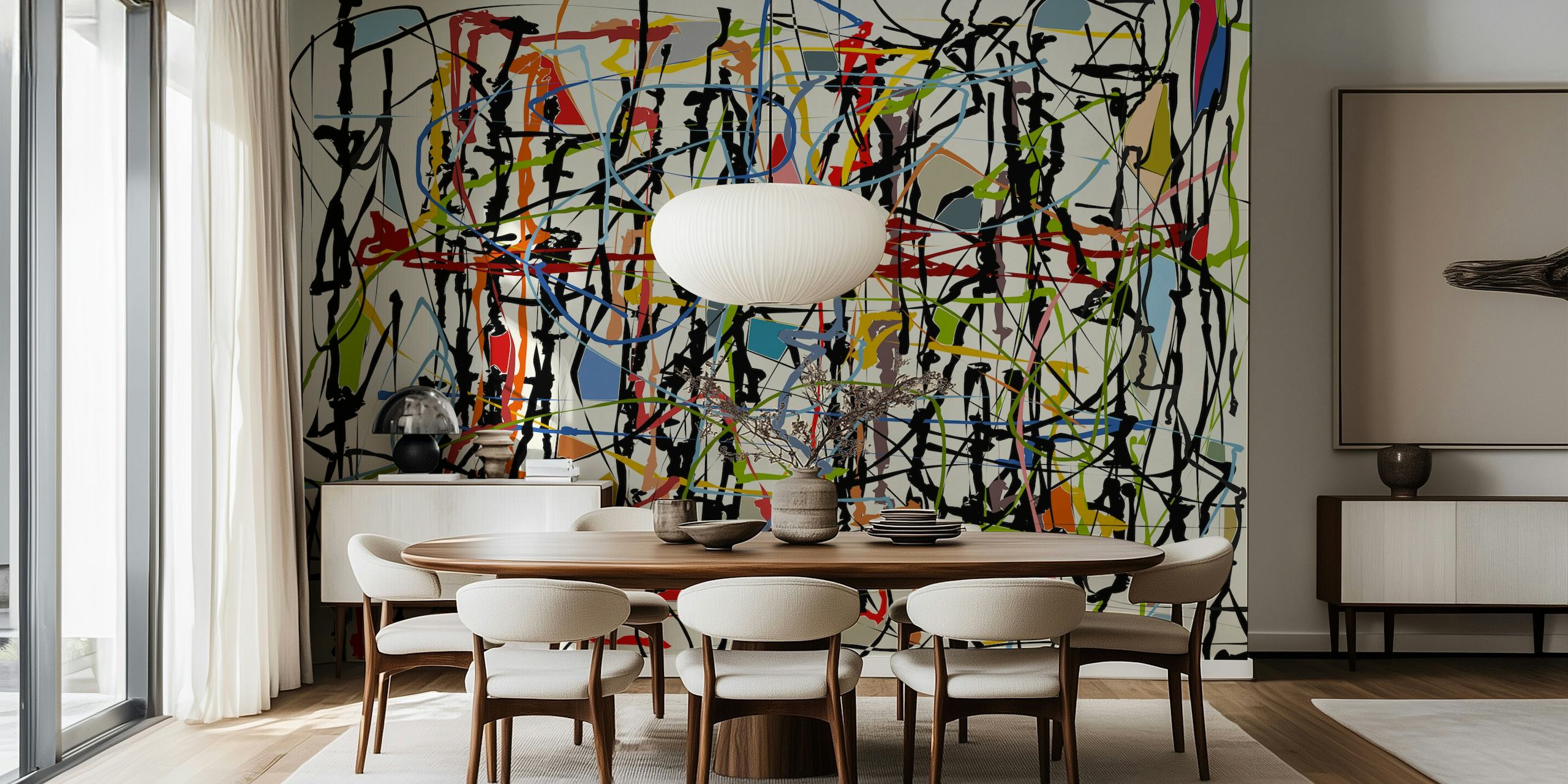 Pollock Wink 50 colorful wallpaper in a room