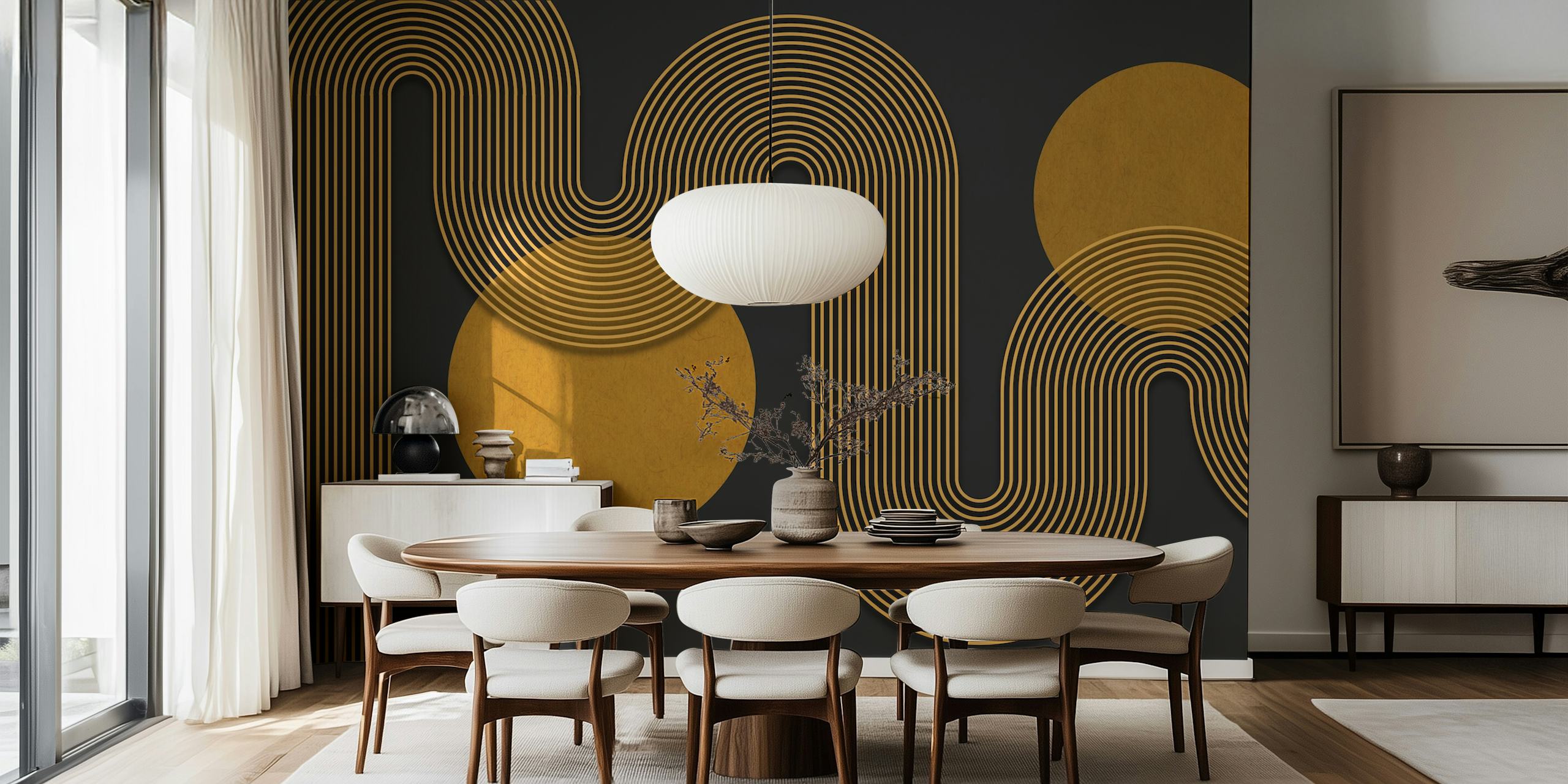 Tapeta Modern Arch Line Art u sobi