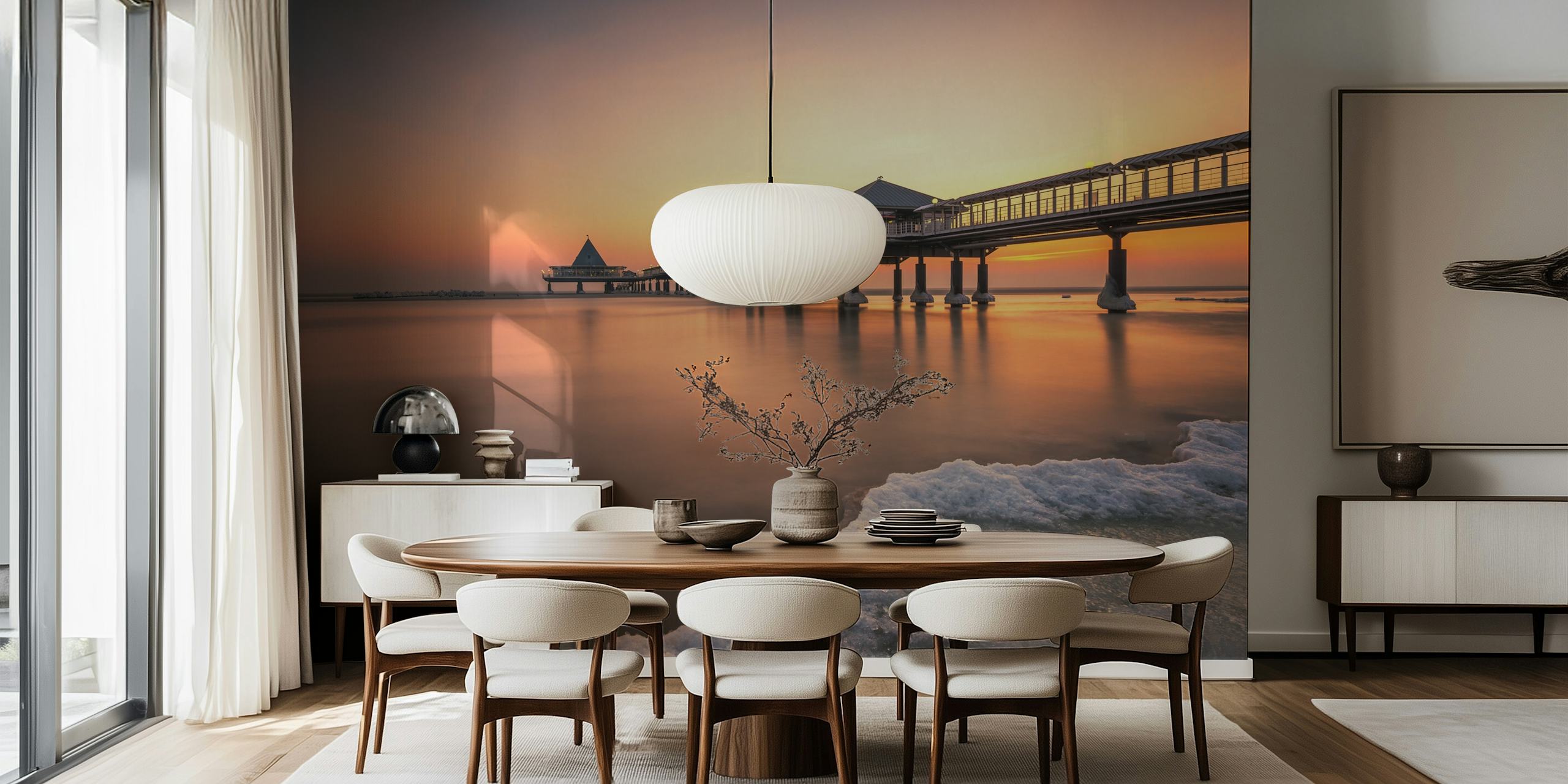 Ice Age wall mural with a frozen landscape and sunrise