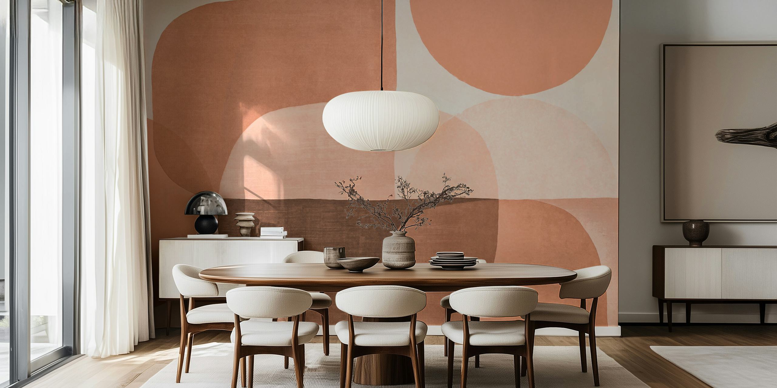 Carta da parati Mid Century Roundish Shapes in una stanza