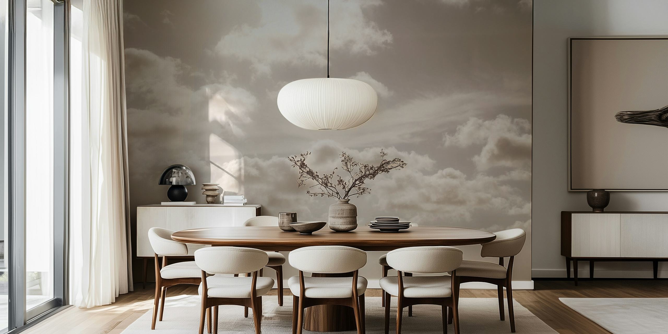 Papel de parede Dreamy Clouds em um quarto