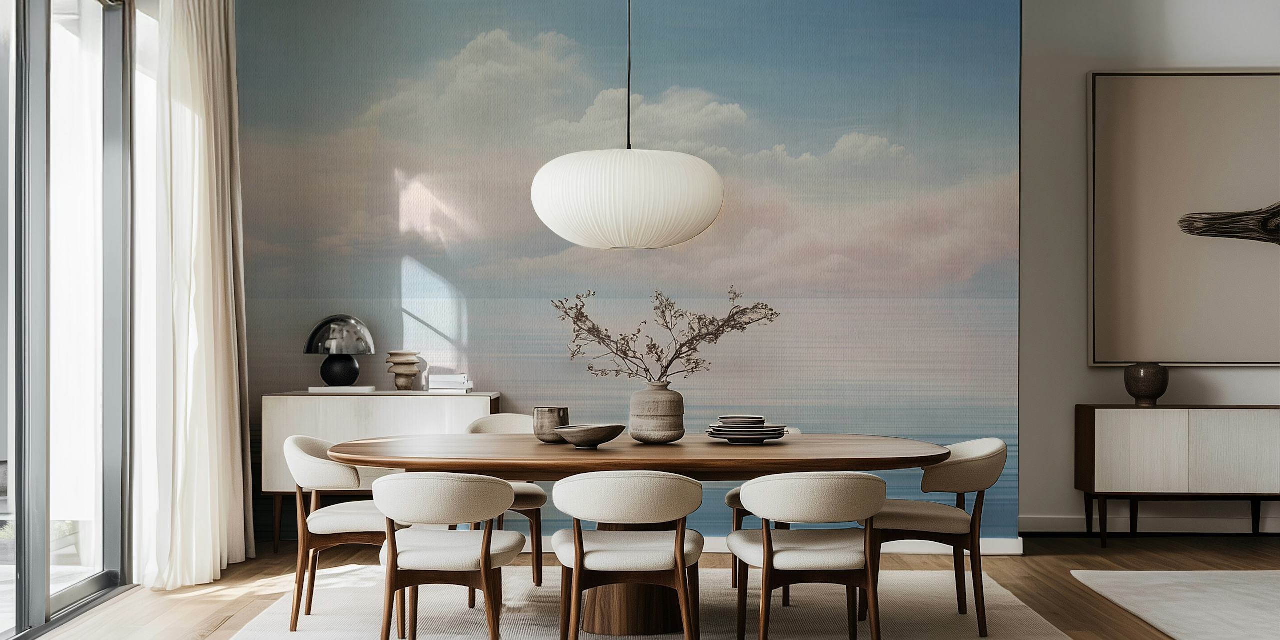 Papel de parede Pastel Bubblegum Sky Watercolor no quarto