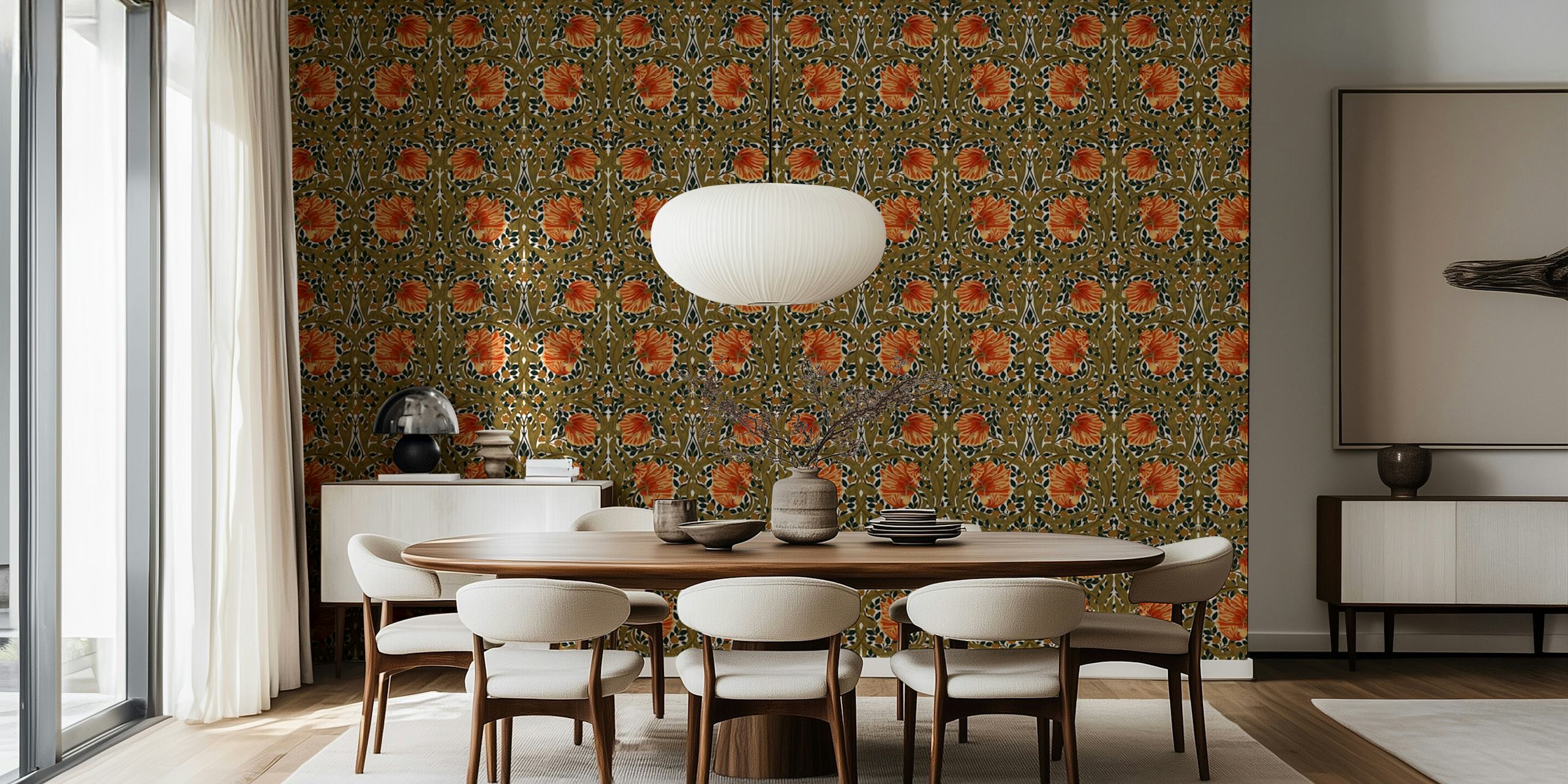 Pimpernel Arts and Crafts Copper wallpaper in a room