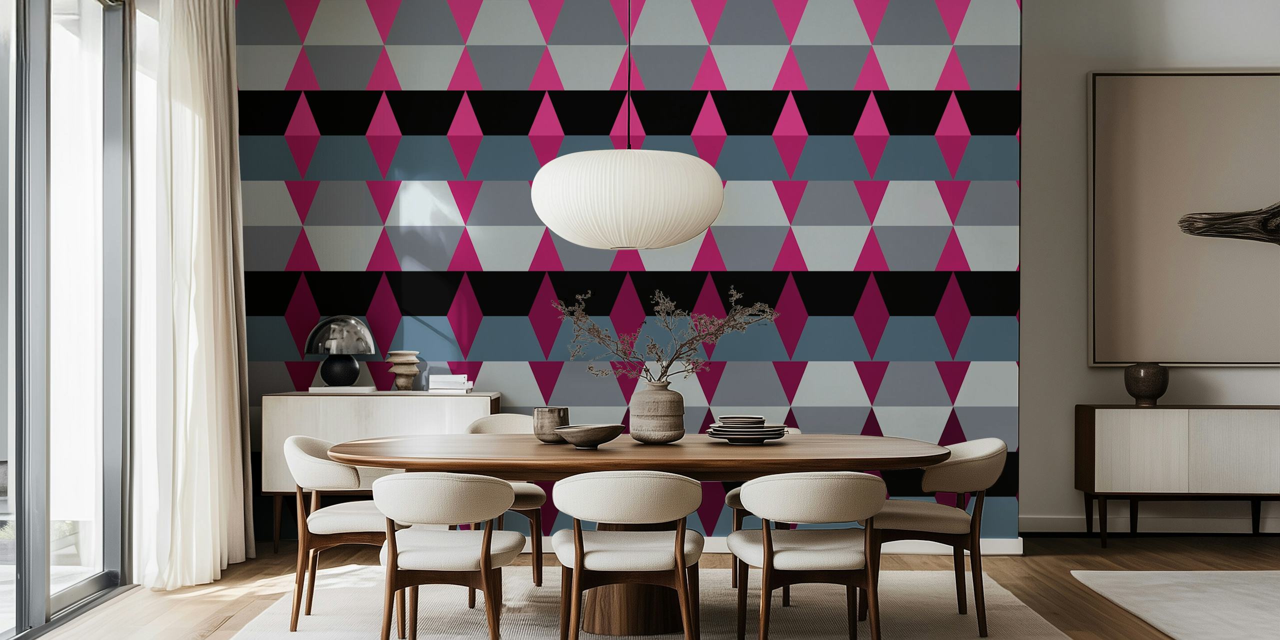 Modern Scandi Geometry wallpaper in a room