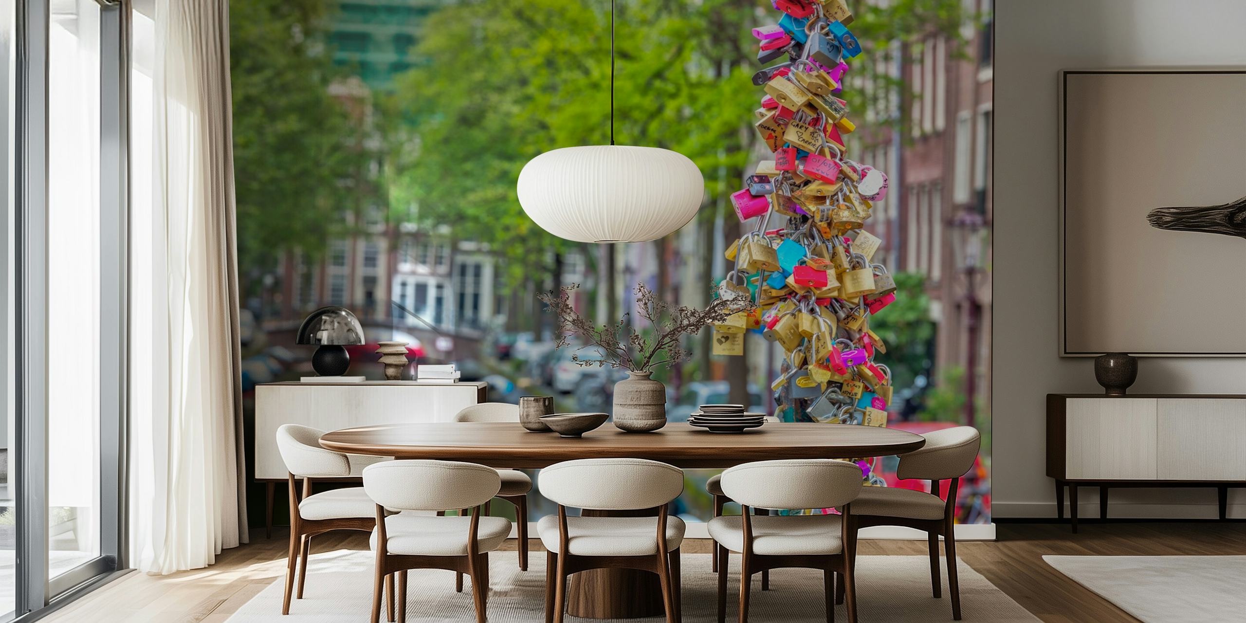 Love Locks Bridge wallpaper in a room