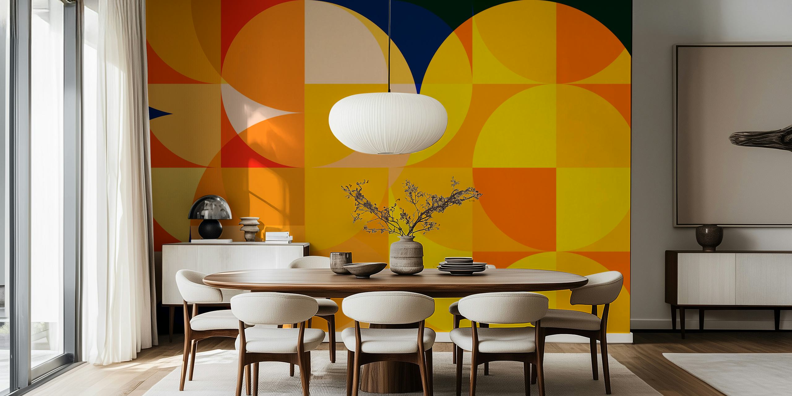 Tapeta Mid Century Bauhaus Round v místnosti