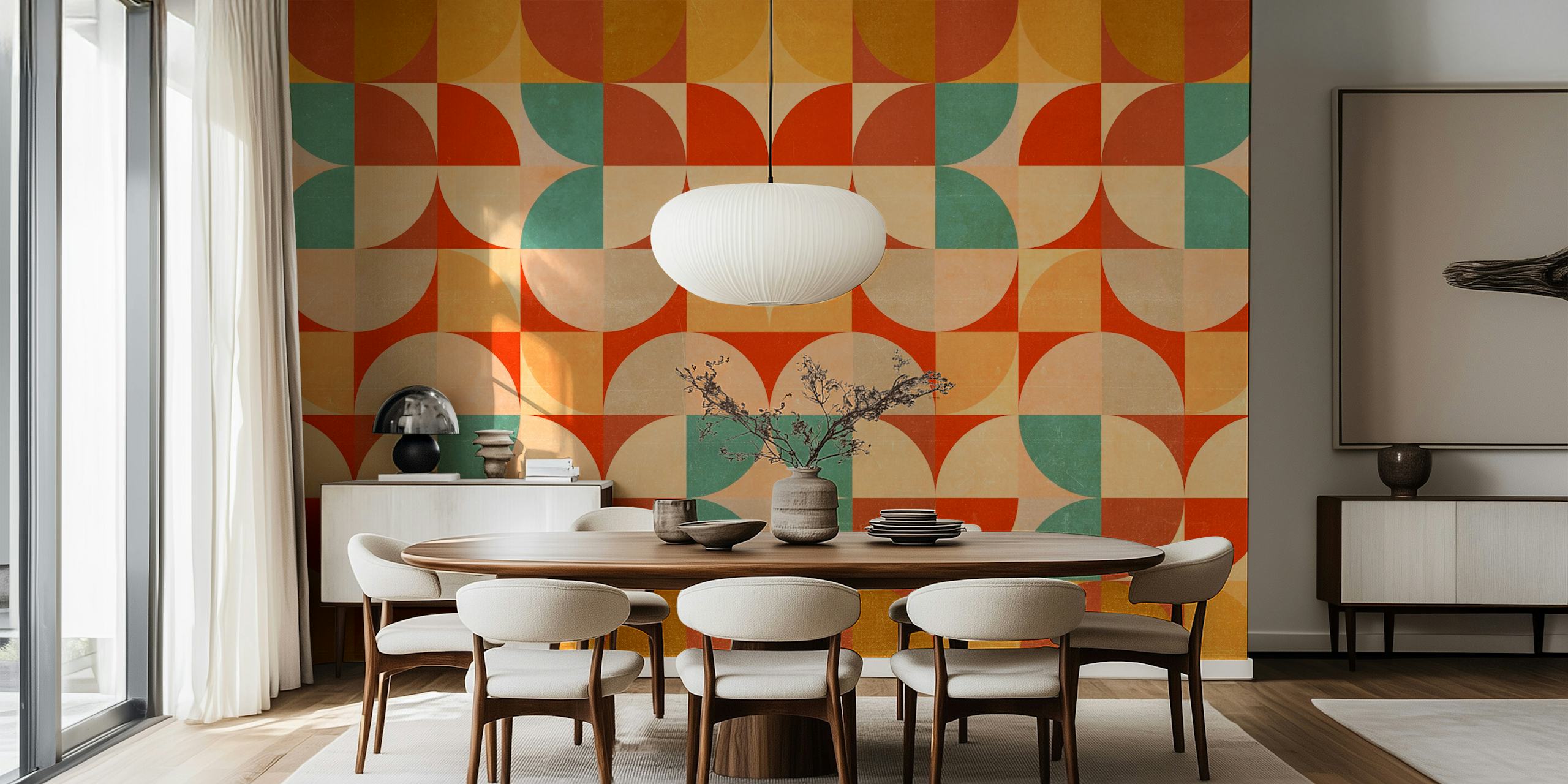 Vivid Bauhaus Geometry wallpaper in a room