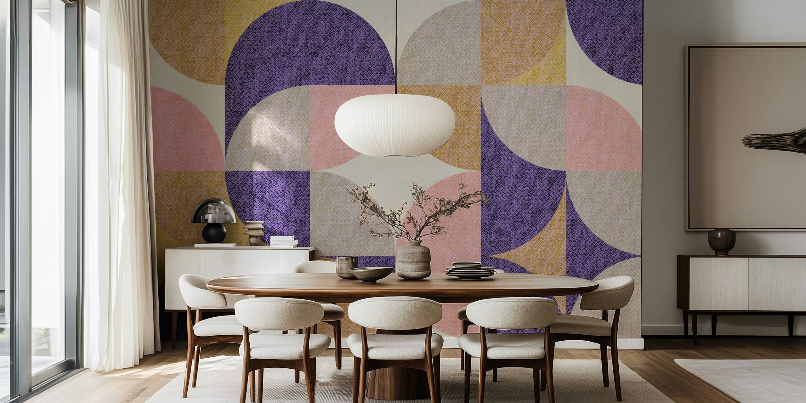 Papel pintado Retro Geometric Pattern en una habitación