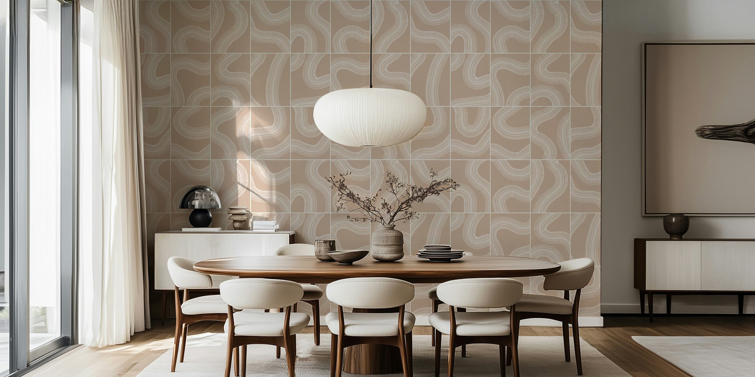 Zen Garden Tiles Sand behang in een kamer