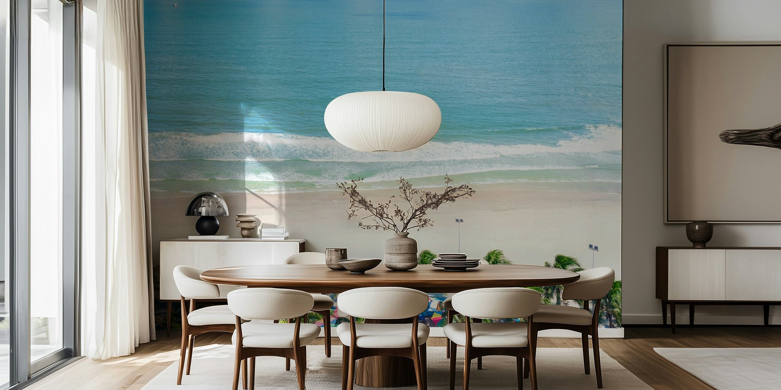 Design de papel de parede tropical em um ambiente