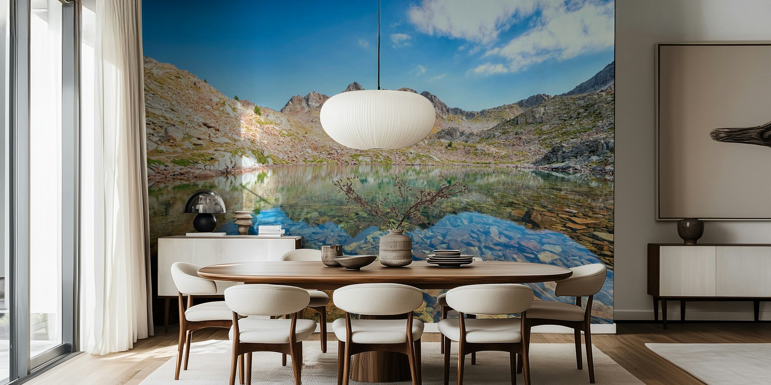 Terre Rouge Lake serene wallpaper in a room