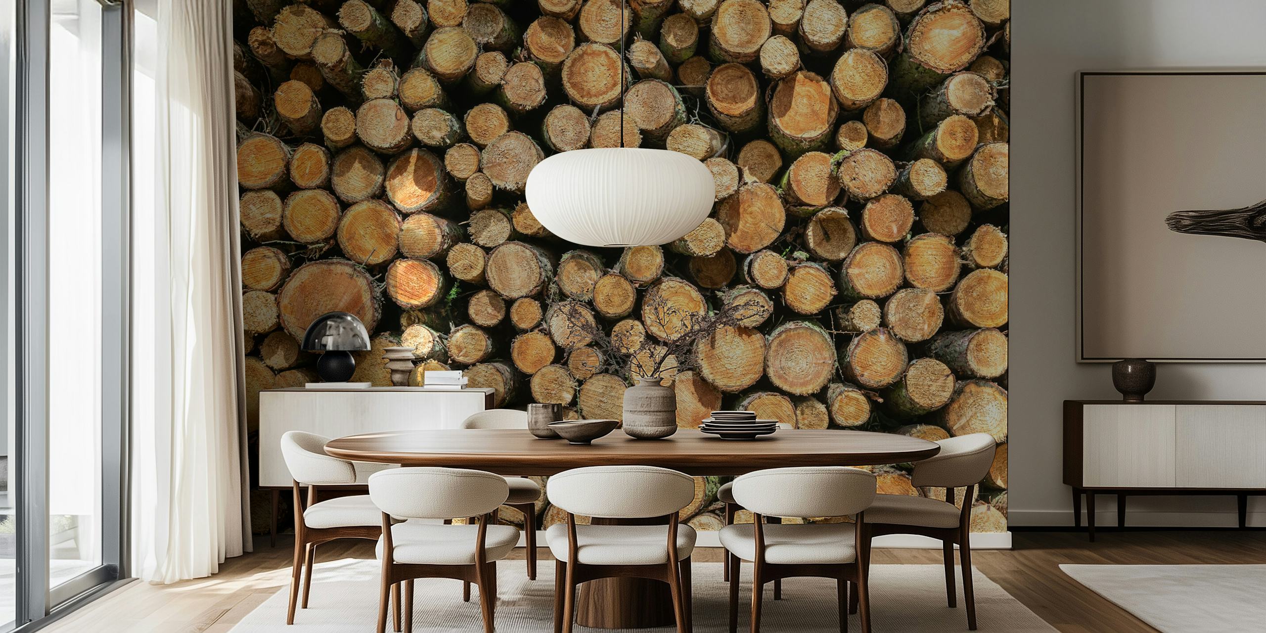 Spring Wood-tapettisuunnittelu huoneessa