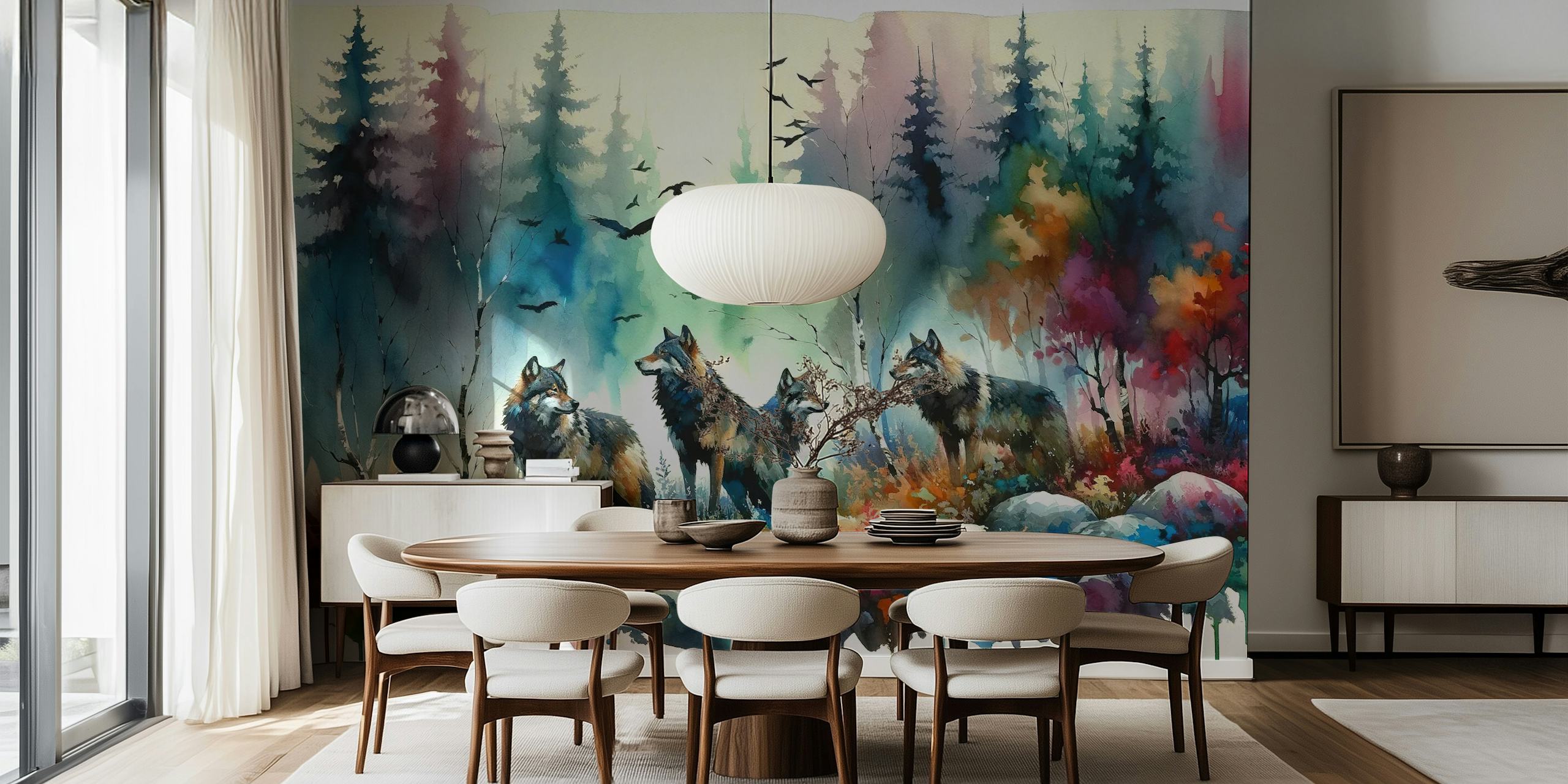 Wilderness Melody the Wolves Tapete in einem Zimmer