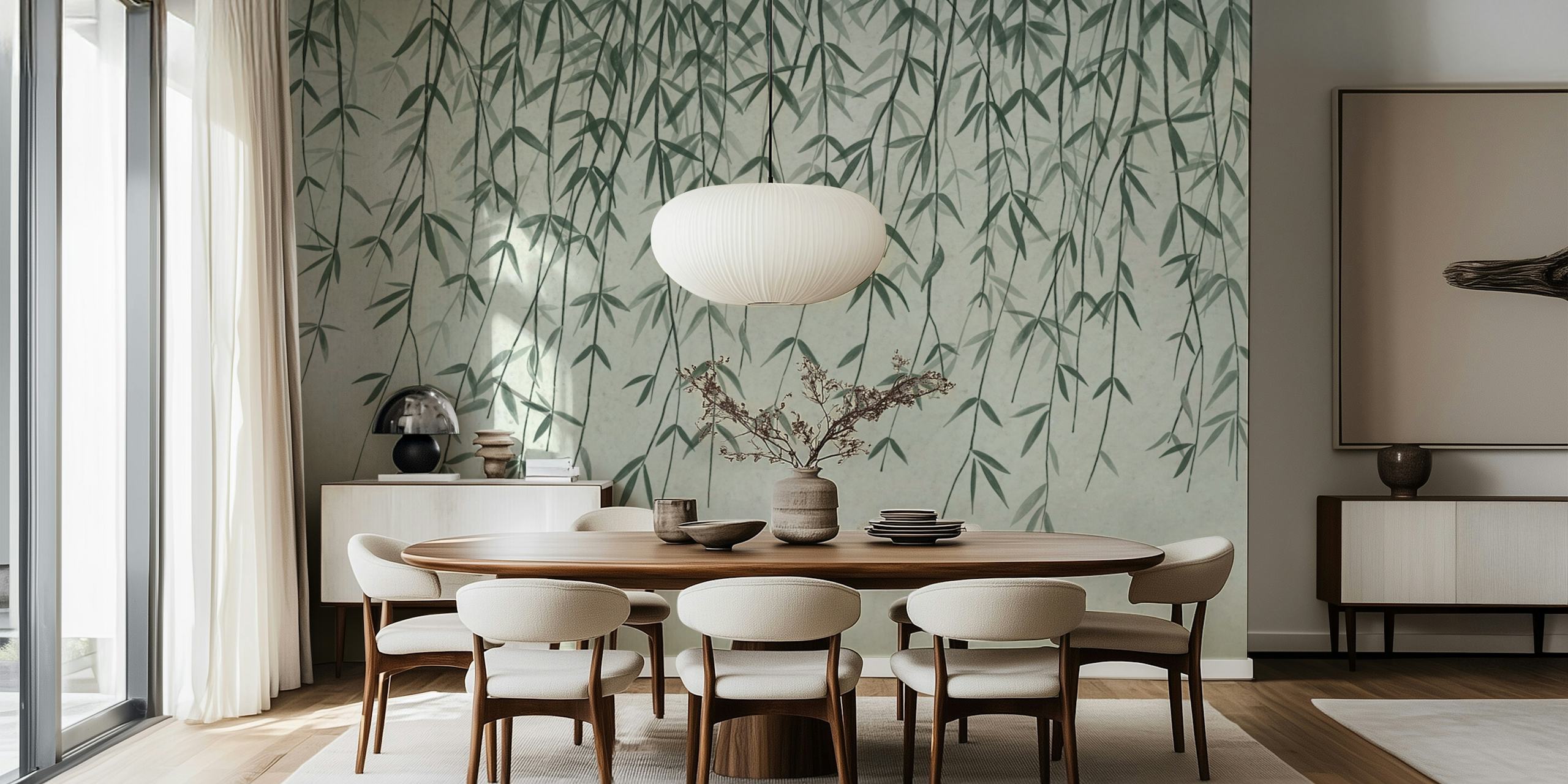 Willow wallpaper displayed in a room