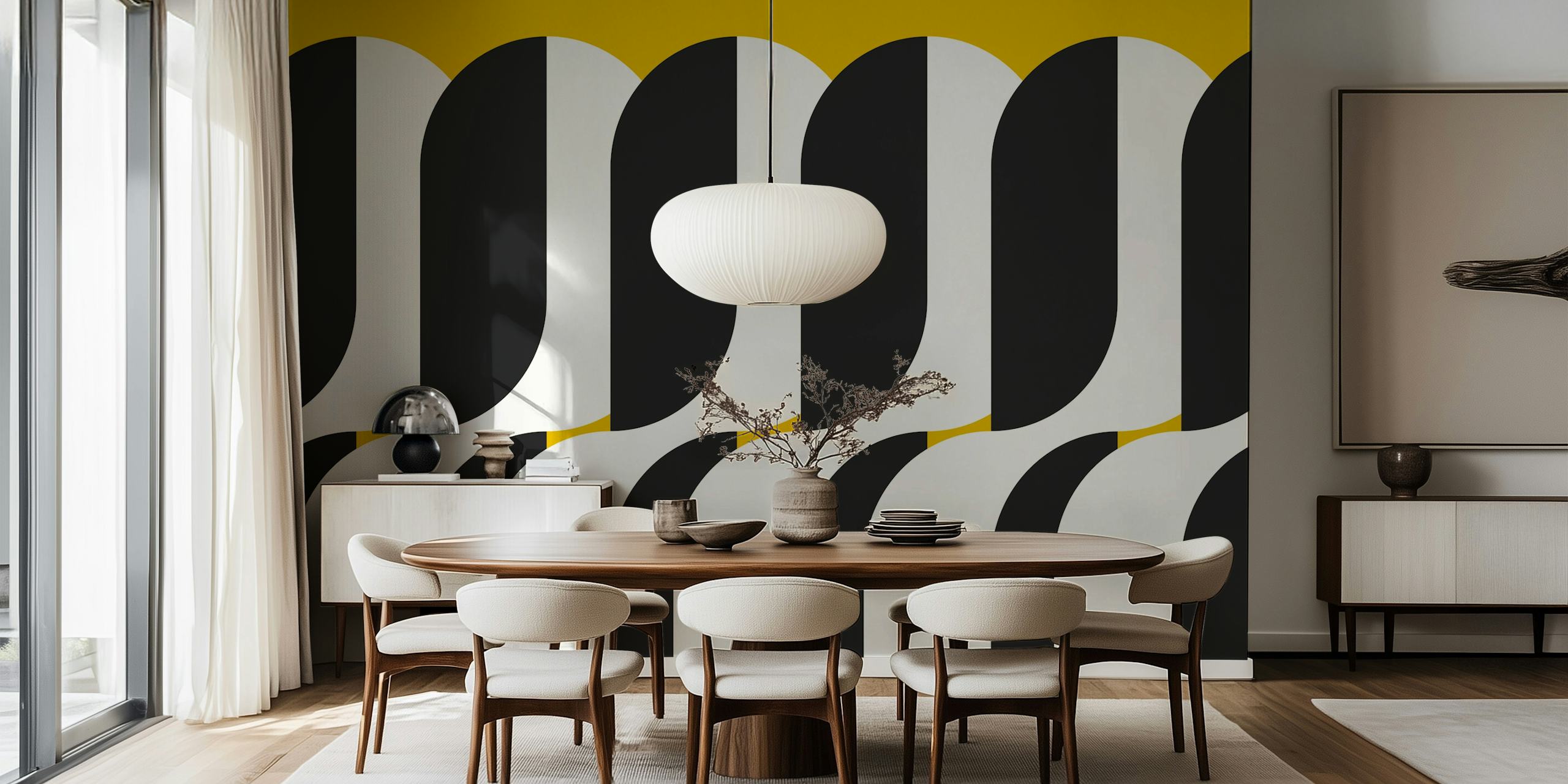 Art Deco Monochrome carta da parati in una stanza