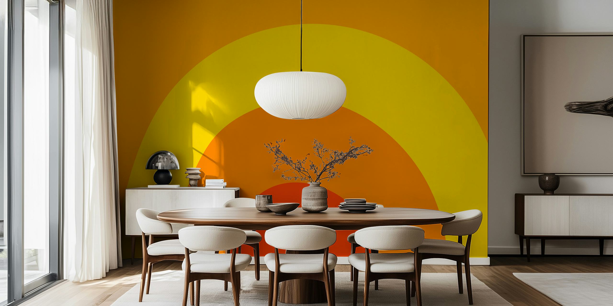 Sunny Day Arcs behang in een kamer