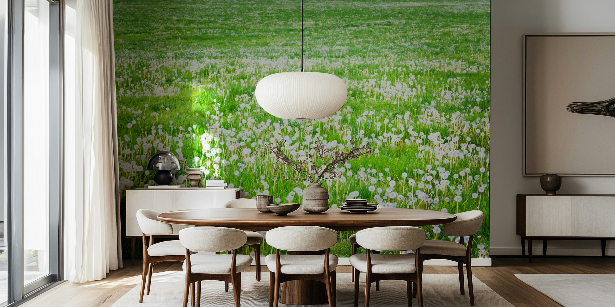 Dandelion Field-tapetti huoneessa