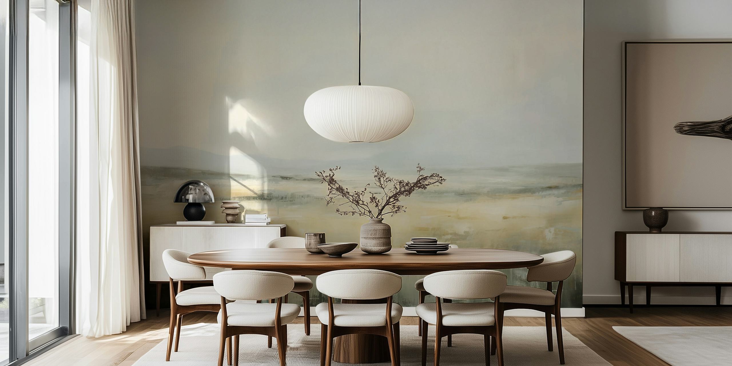 Papel tapiz Ethereal Landscape Scene en una habitación