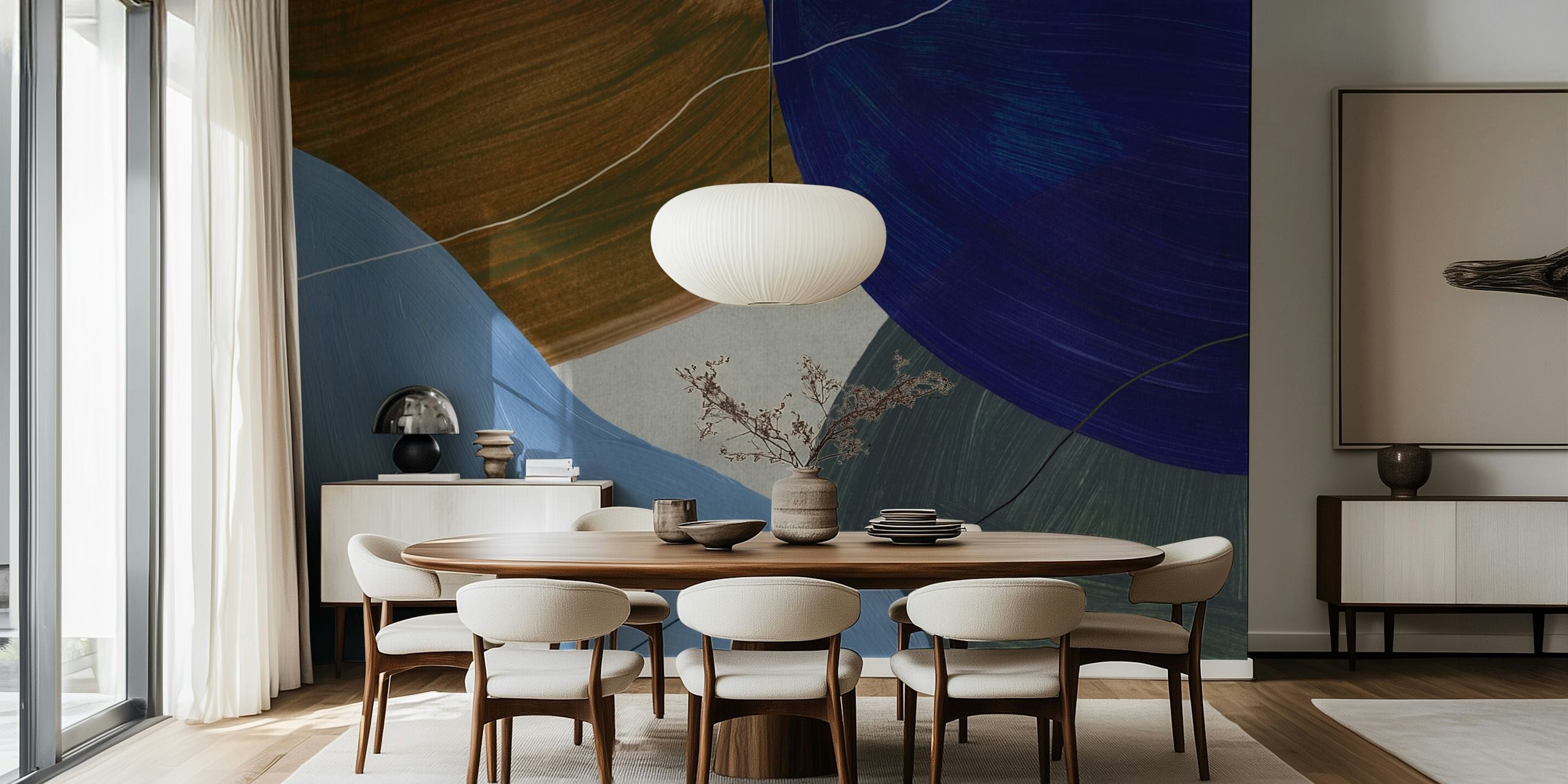 Tapeta Painted Abstract Shapes u sobi
