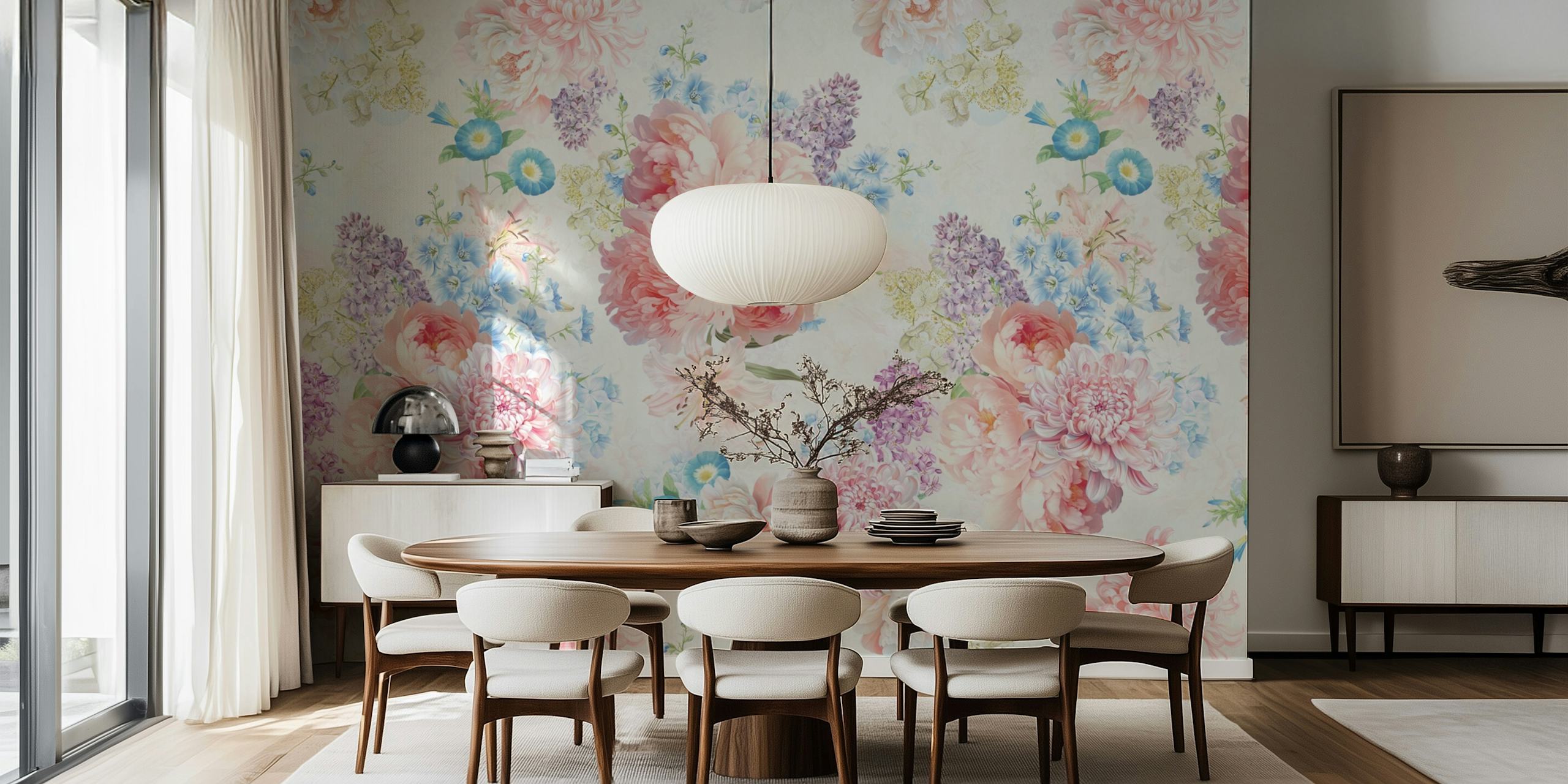 Blooming Rococo Garden Enchantment Tapete in einem Raum