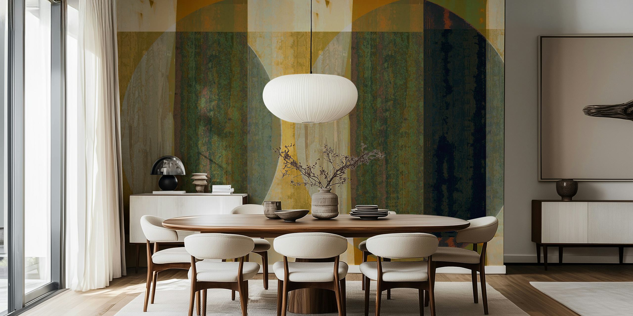 Mid Century Bauhaus Fall wallpaper in a room