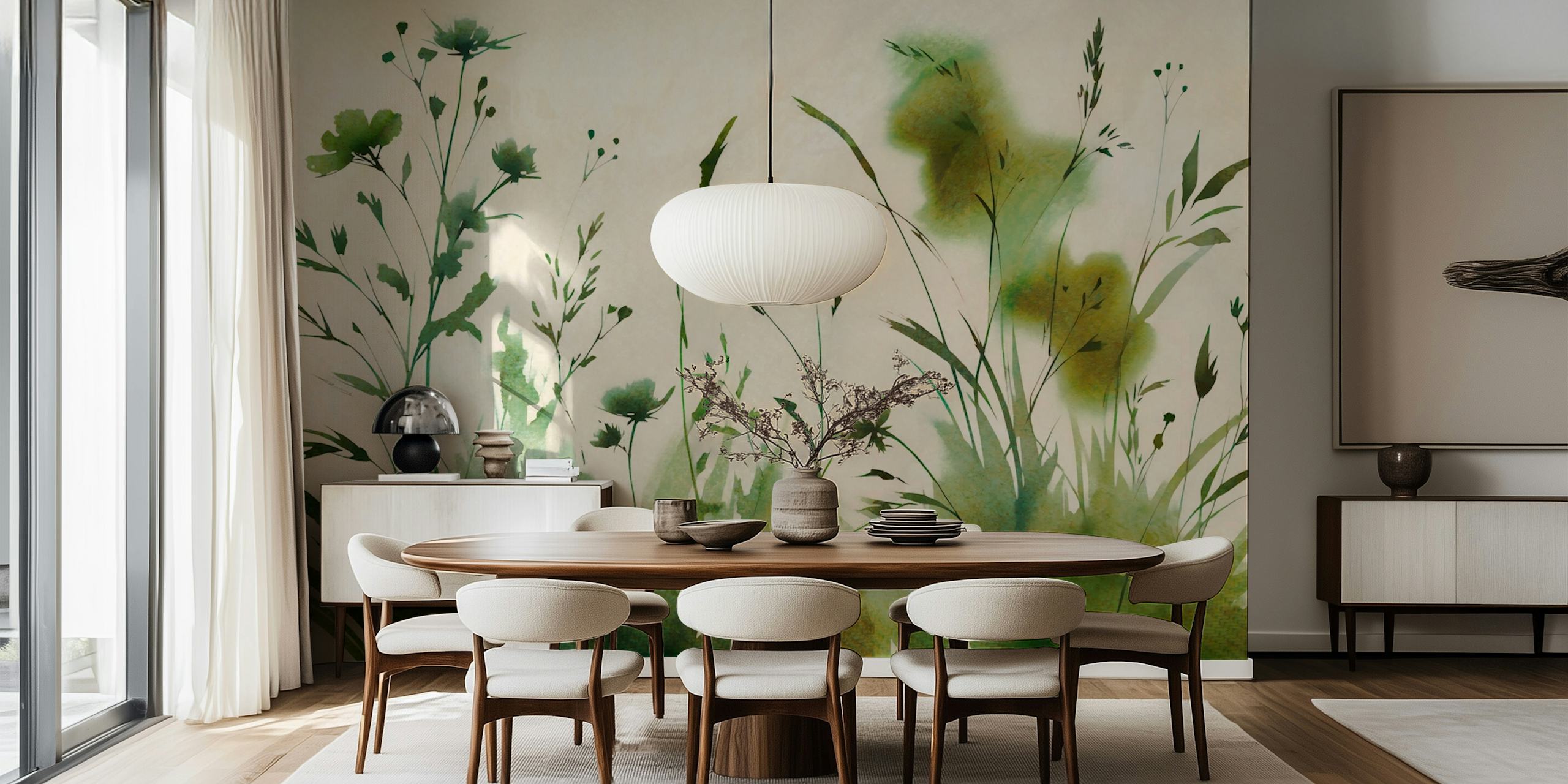 Serenity Grasslands wallpaper design in a room