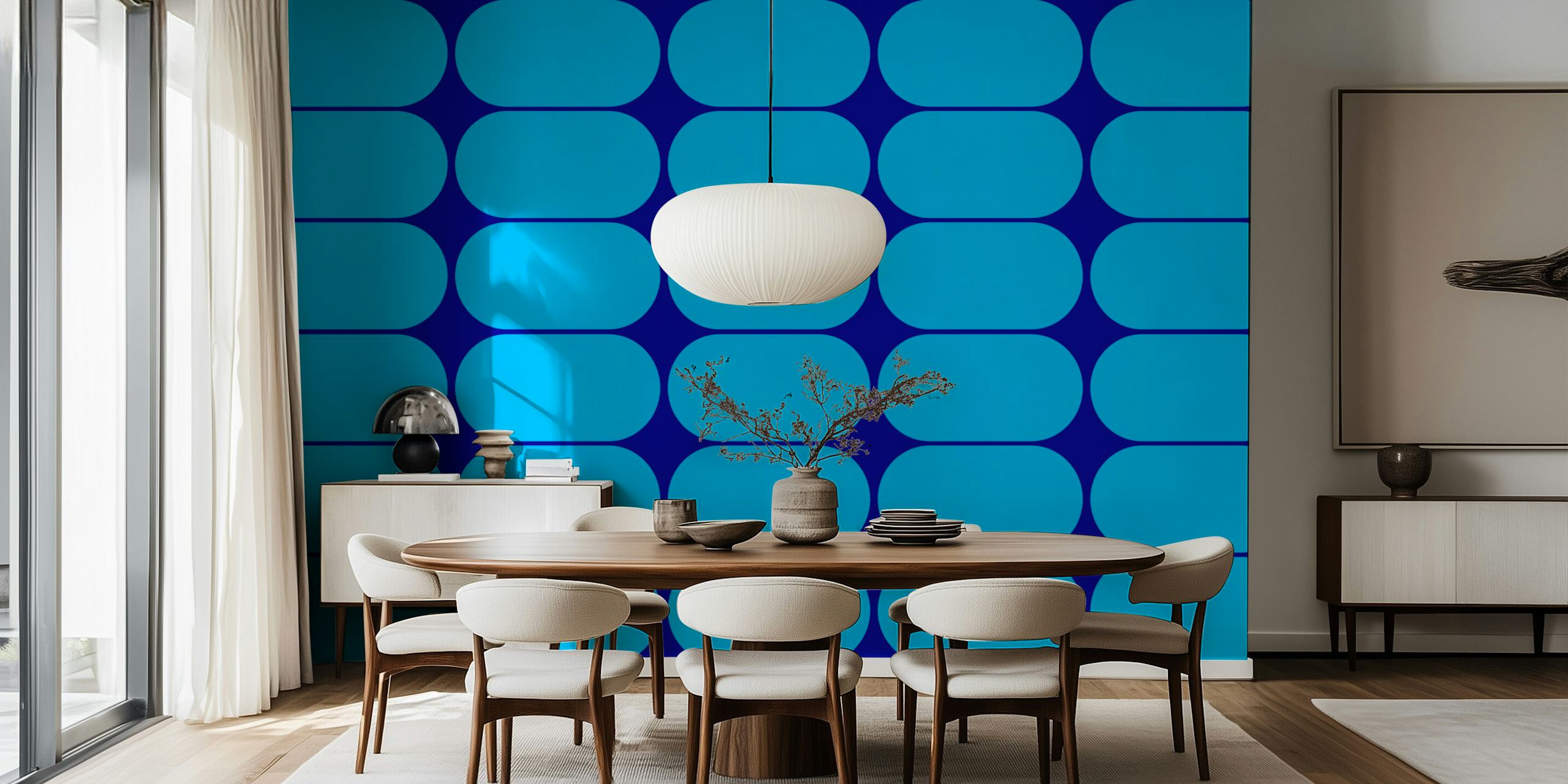 Sapphire Geometric Harmony wallpaper in a room
