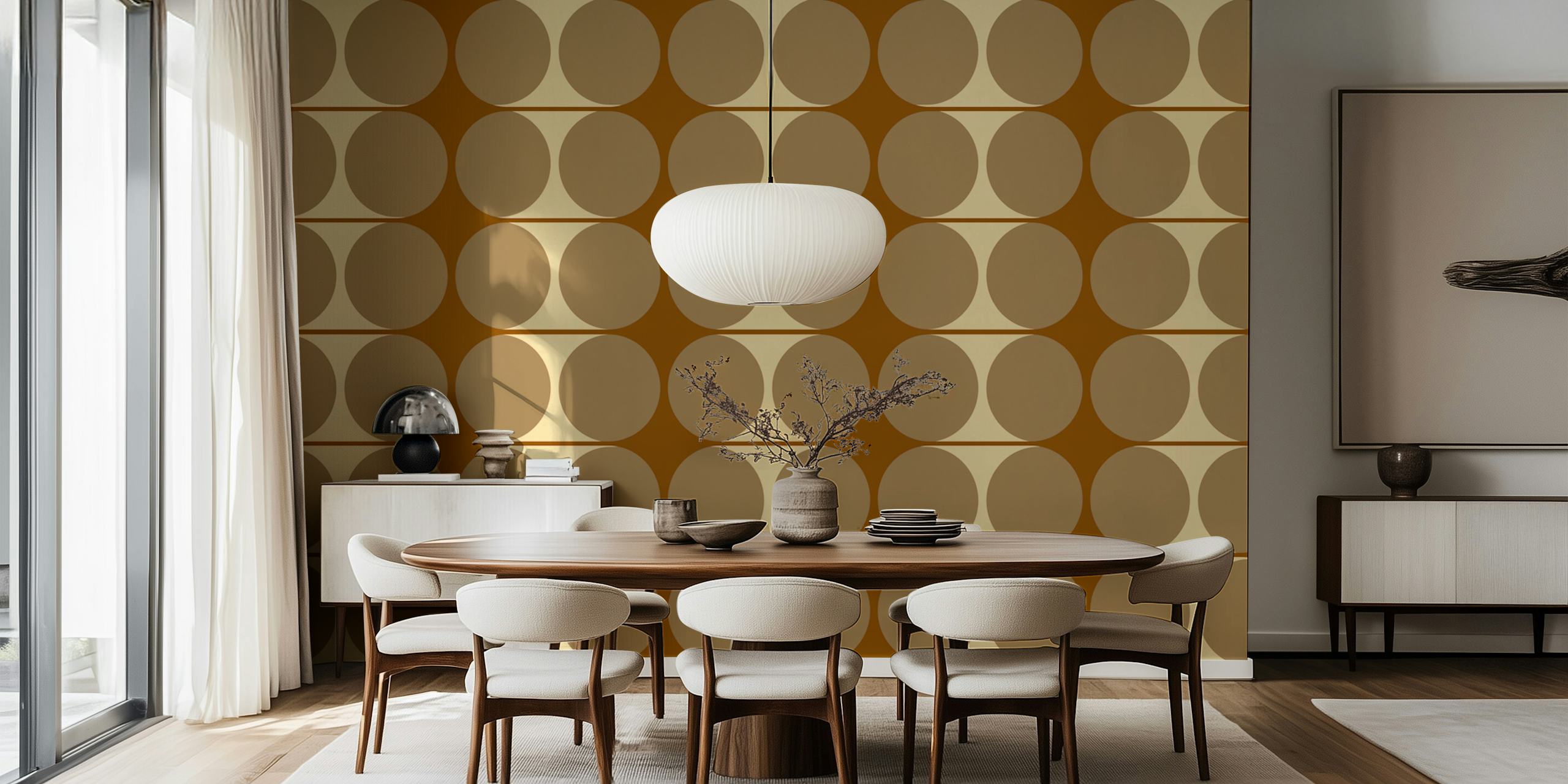 Papel tapiz Retro Spheres en un entorno de habitación