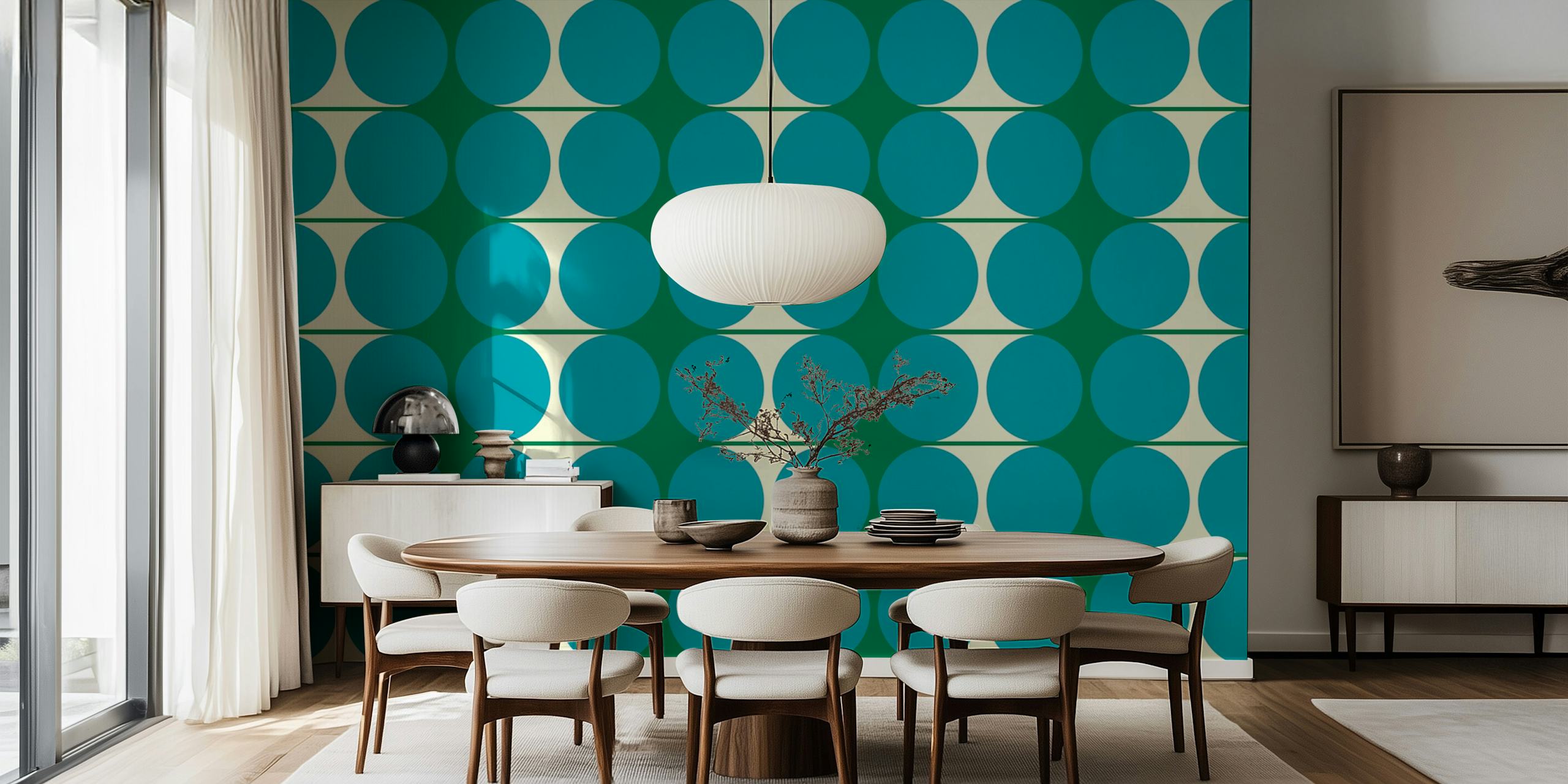 70s Cutouts wallpaper design displayed in a room