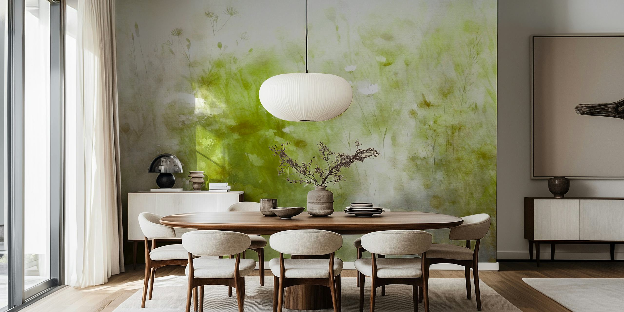 Misty Meadow Ambiance wallpaper in a room