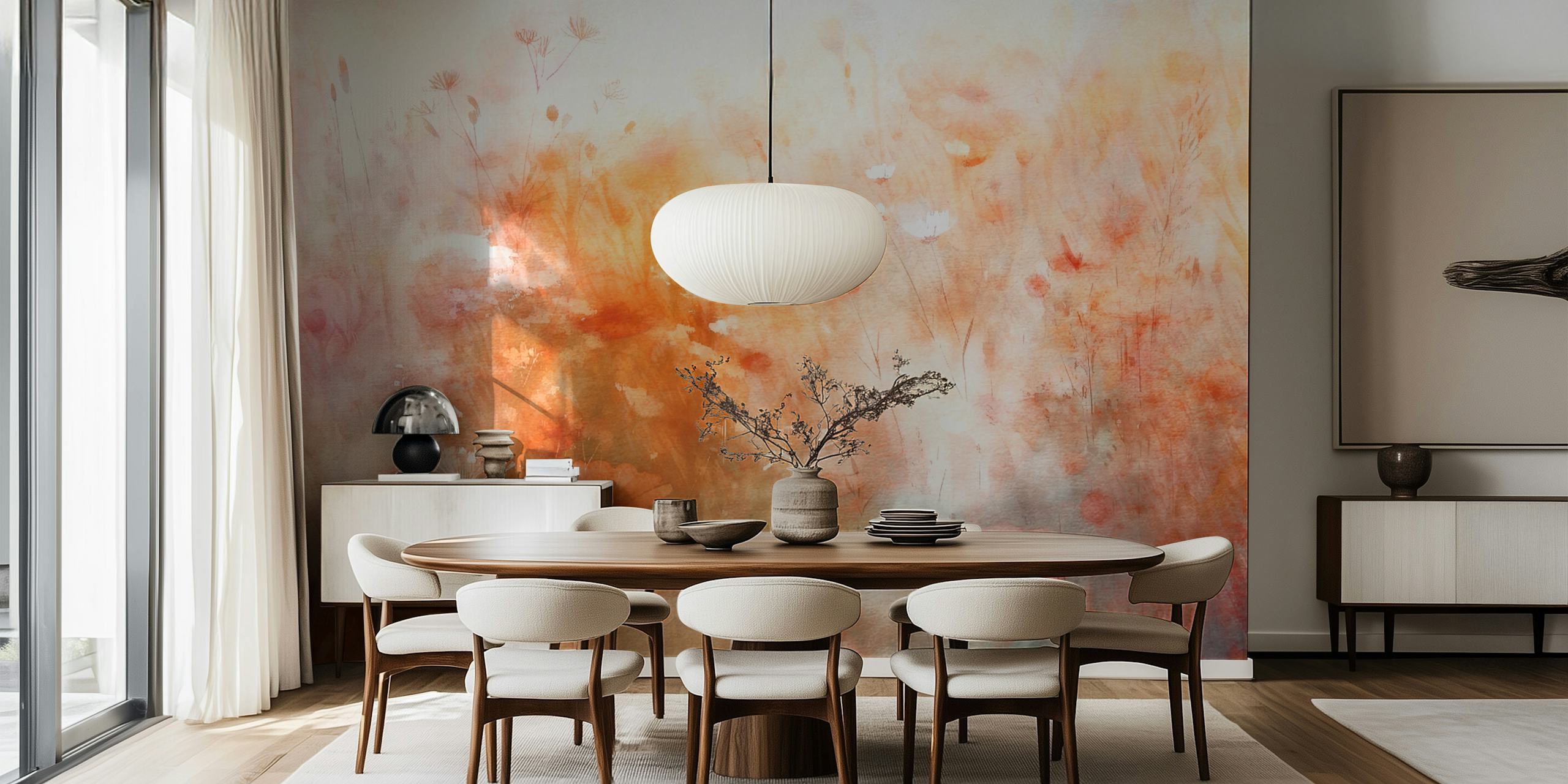 Floral wallpaper design in warm autumn colors