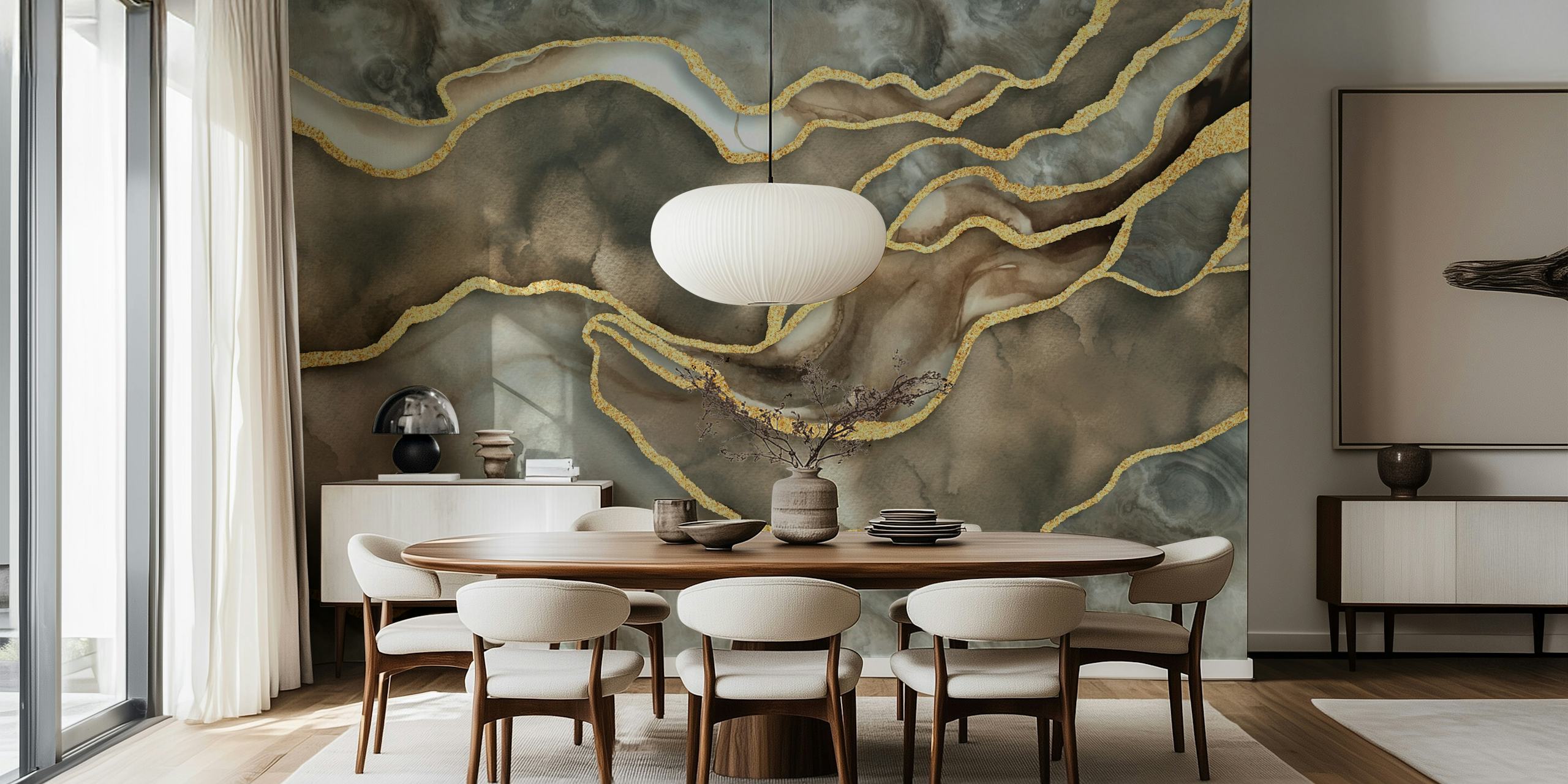Papel de parede Opulent Marble Mineral Elegy em um quarto