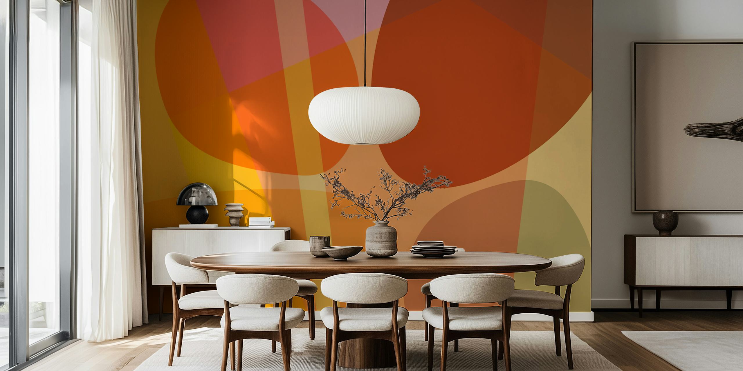 Elegant Sunset Curves tapet i et rom