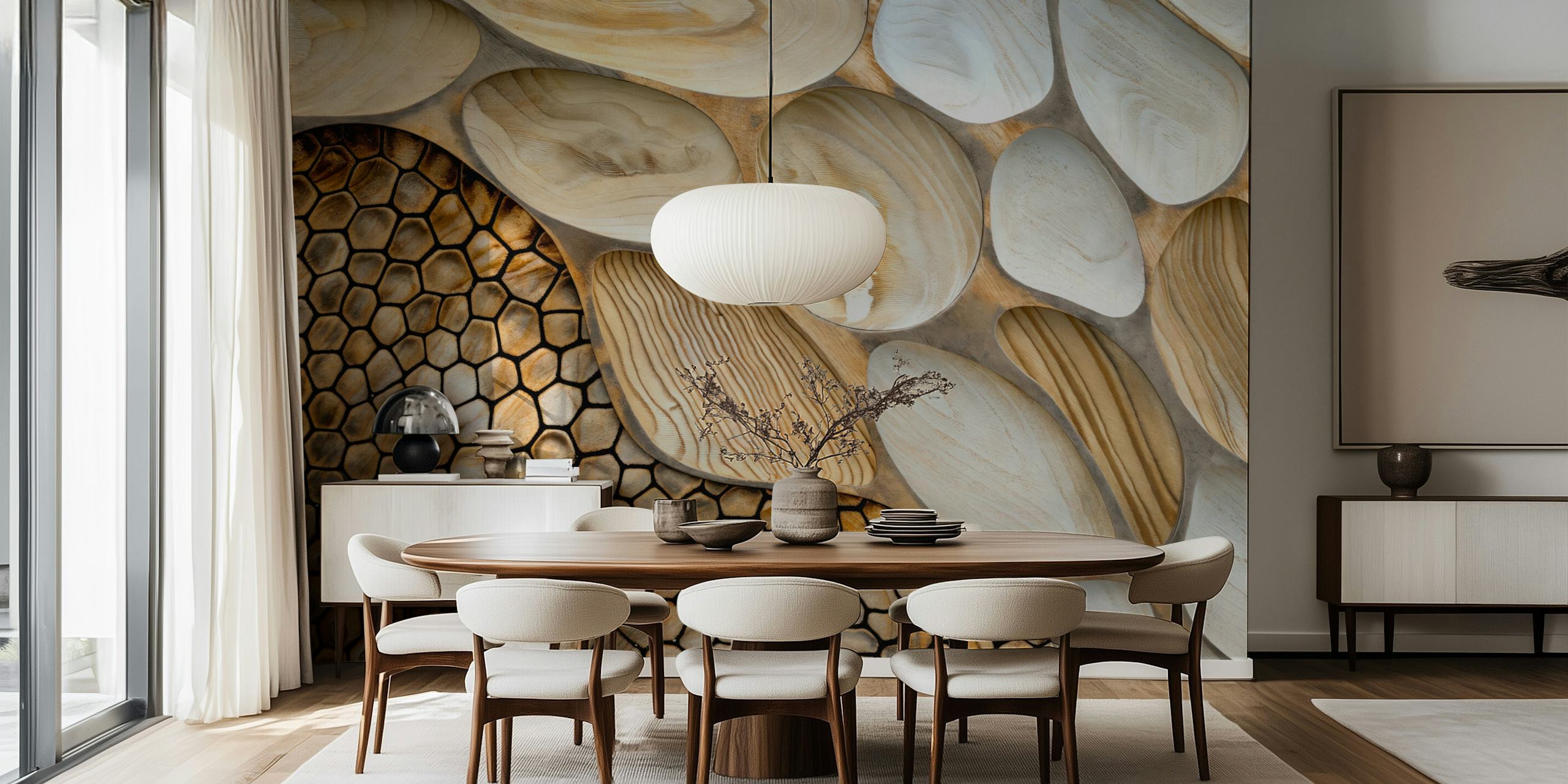 Rustic Harmony Cozy Wood Mix wallpaper in a room