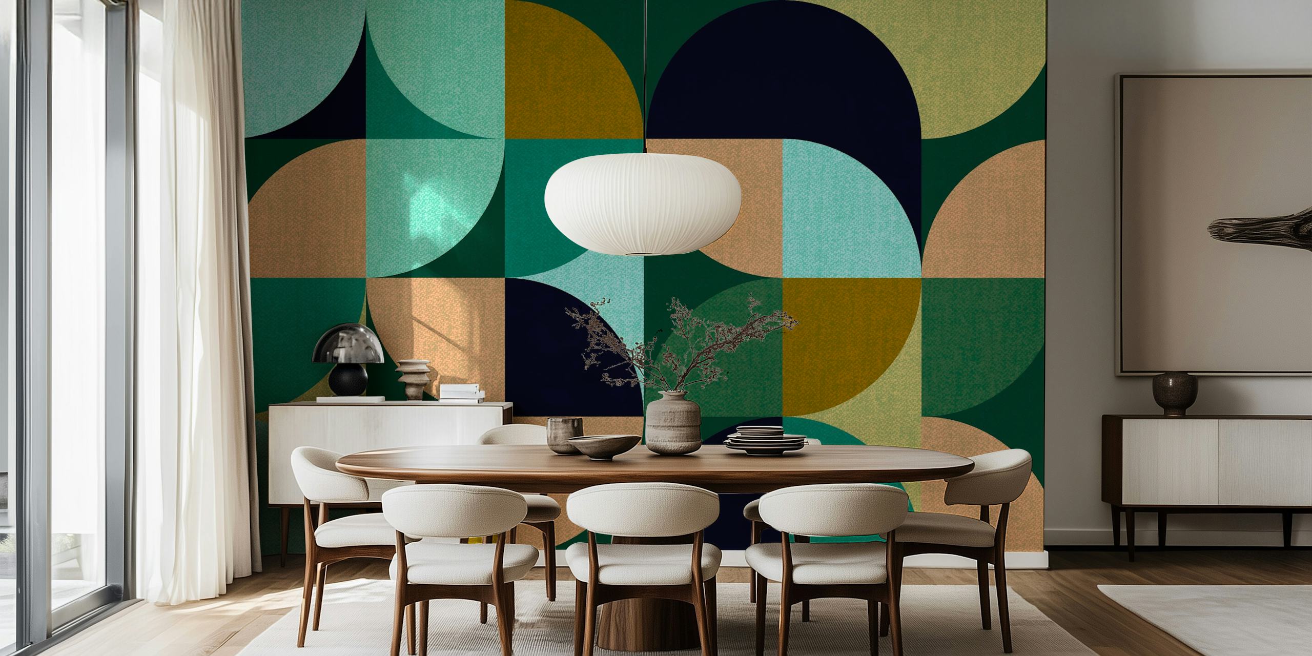 Circle shapes wallpaper in a stylish room