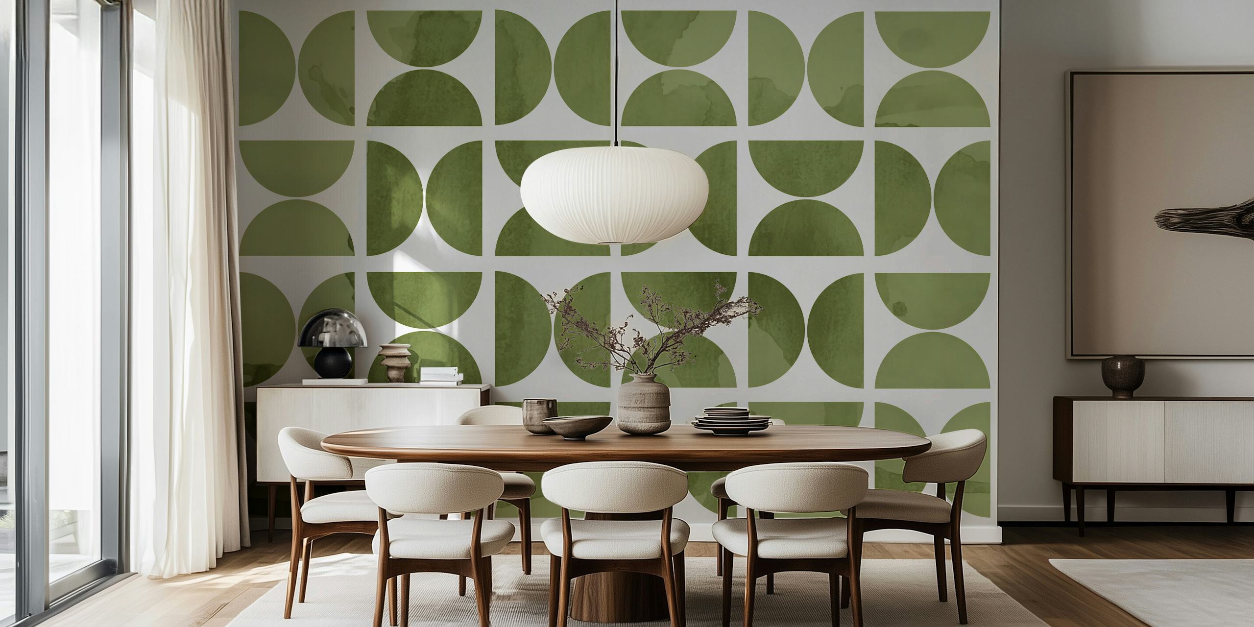 Green Watercolor Bauhaus i ett rum