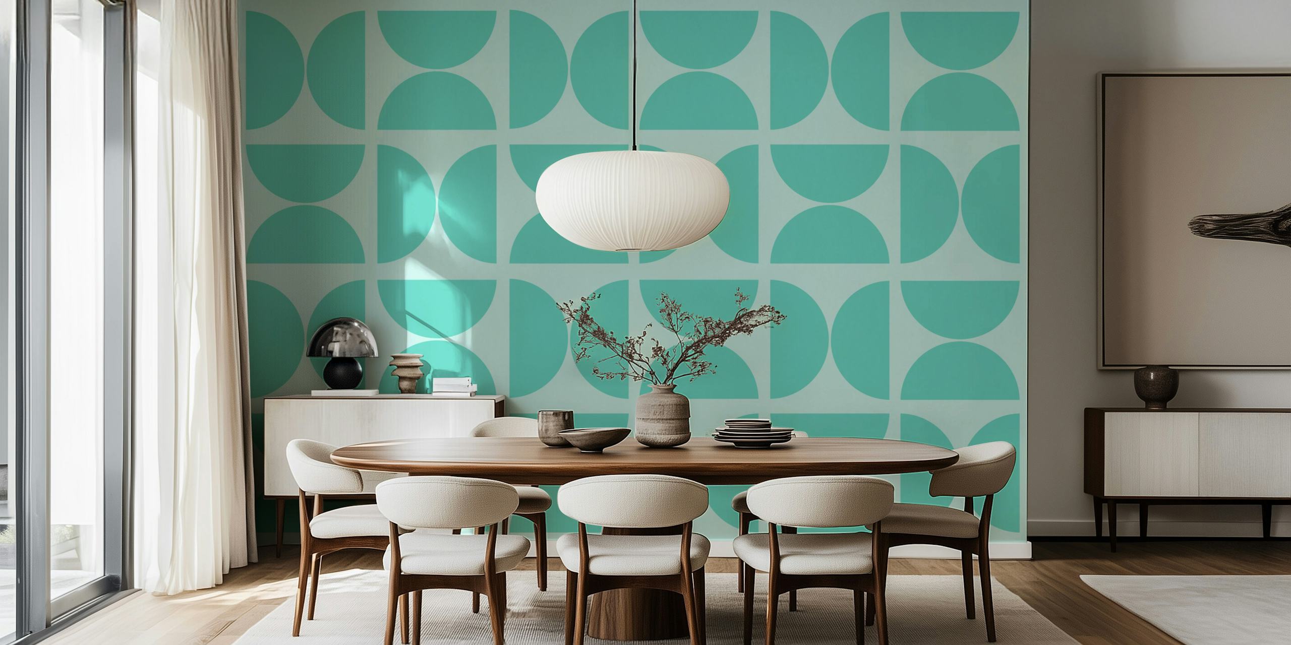 Geometric shapes in pastel turquoise wallpaper