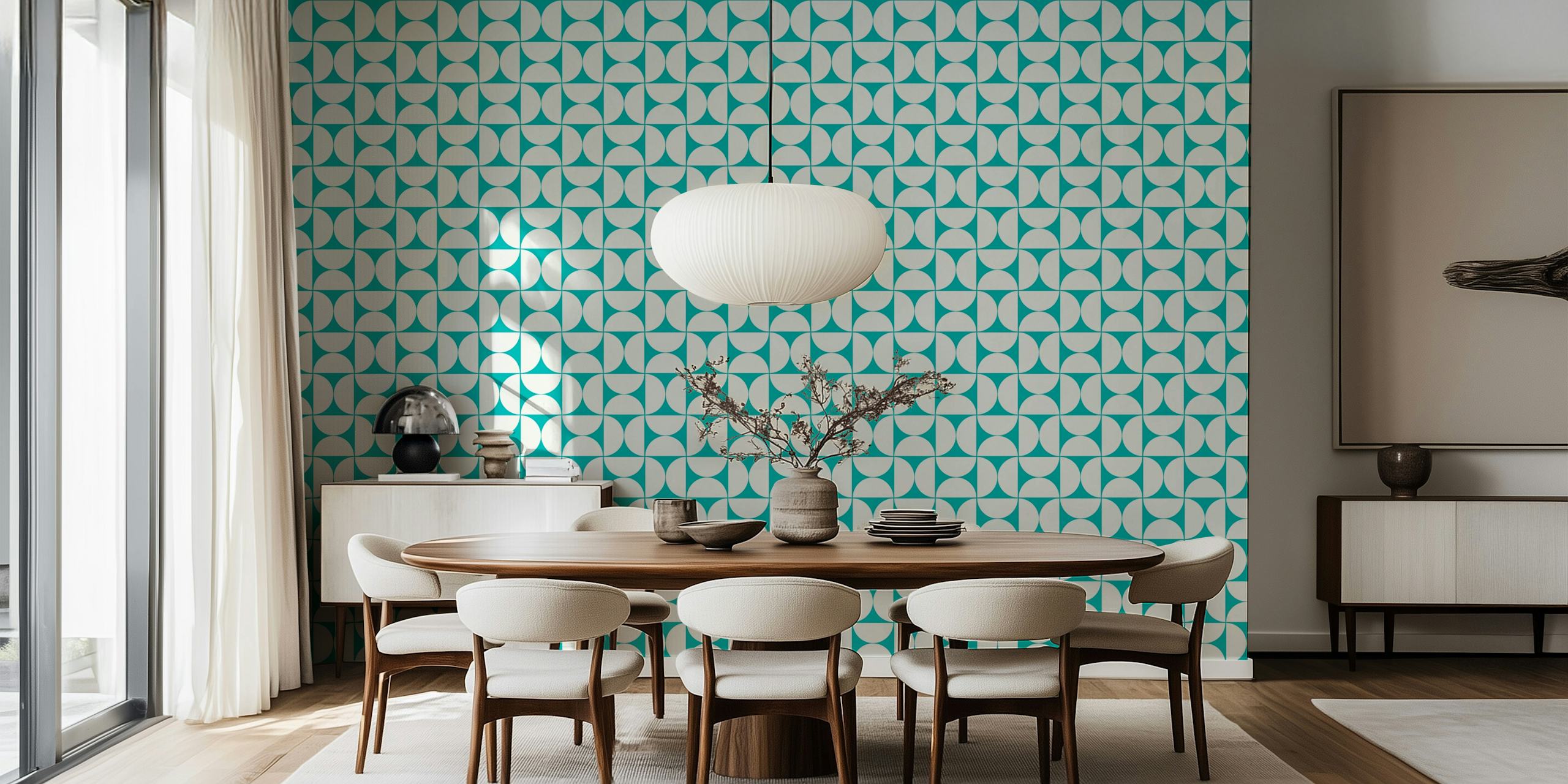 patrón de papel pintado Mid-Century Modern en una habitación