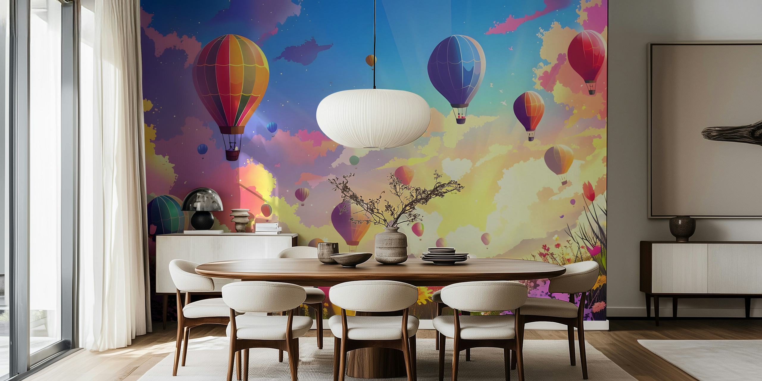Tapeta Traveling Balloons u šarenoj sobi