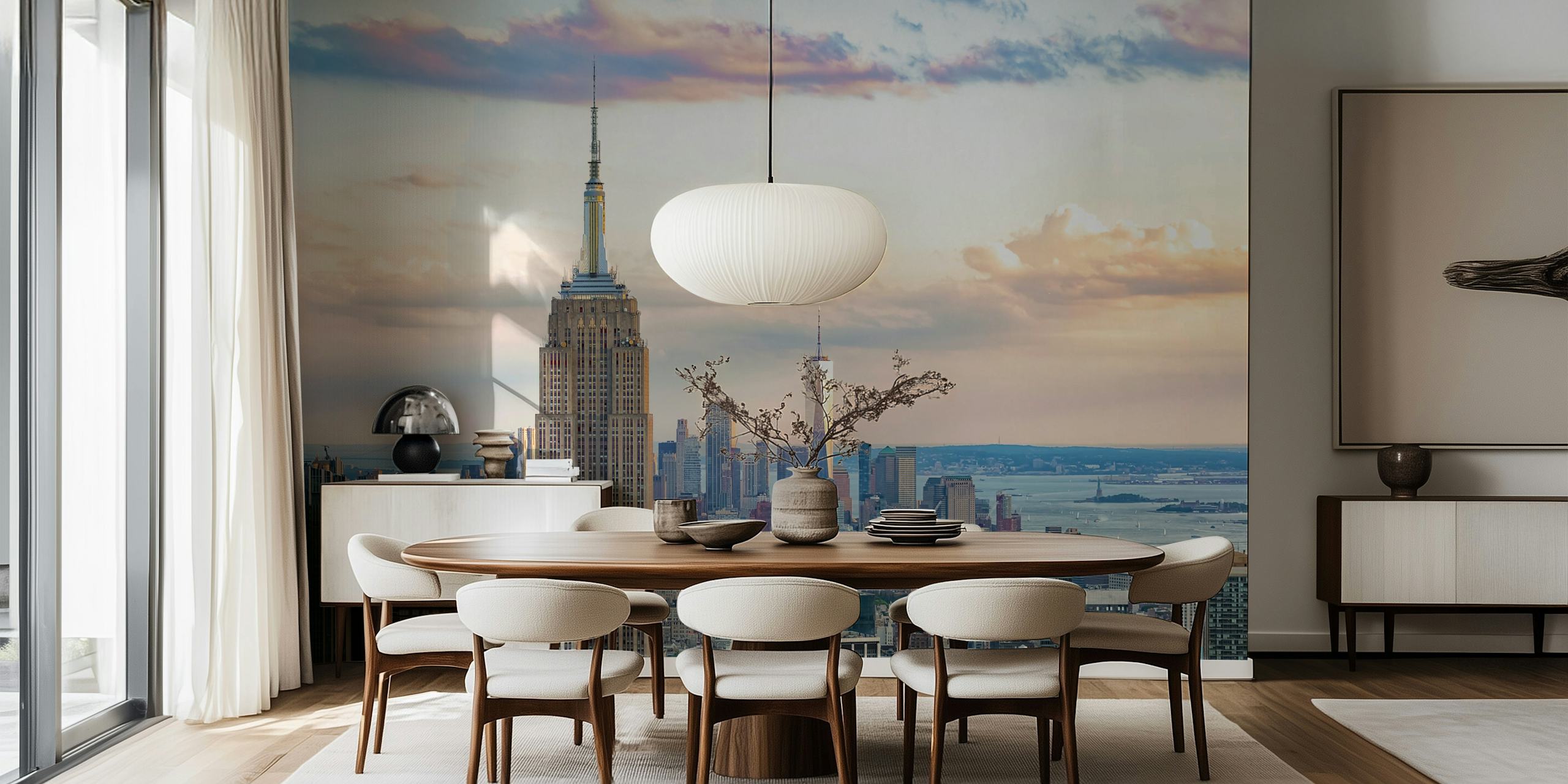 American sunset wallpaper design in a room
