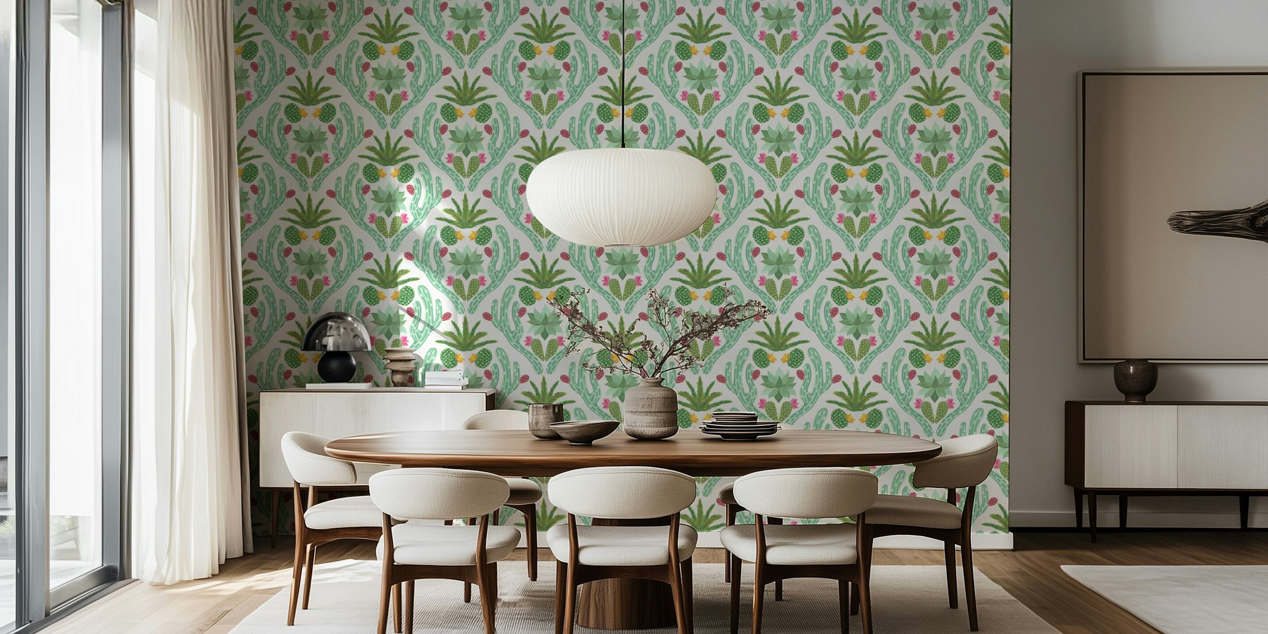 Cactus Oasis behang in een modern interieur